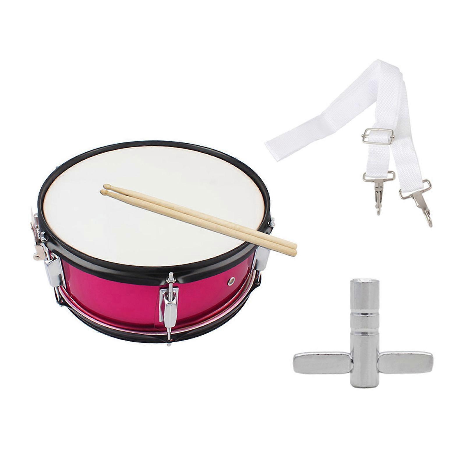 14inch Snare Drum Percussions Instrument with Drum Key, Drumsticks and Strap Student Marchings Snare Drum Musical Toy
