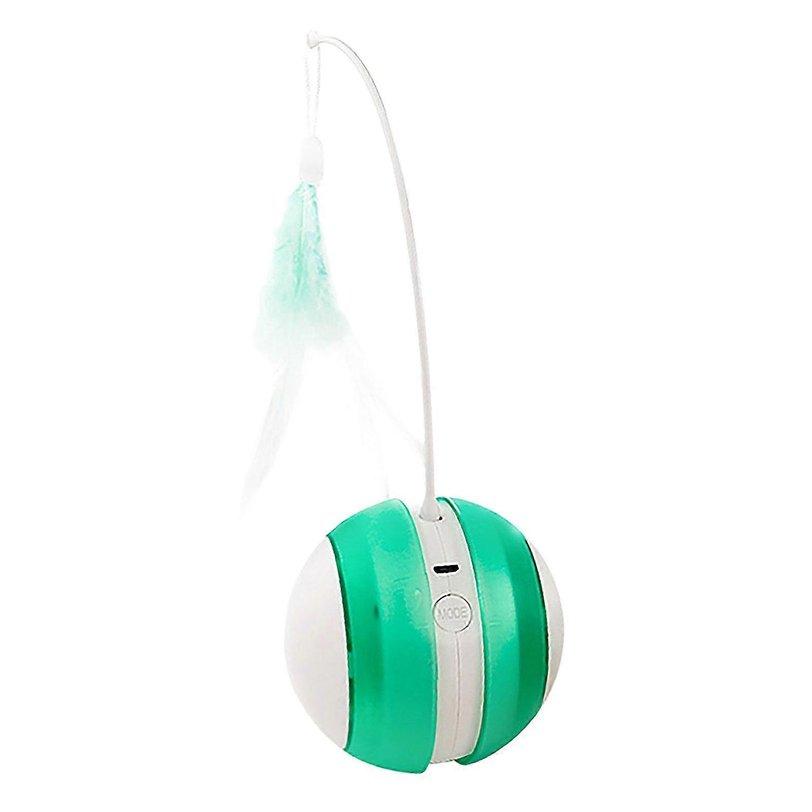 2 Modes Cat Interactive Ball with Feather Teaser, Pets Kitten Scratch