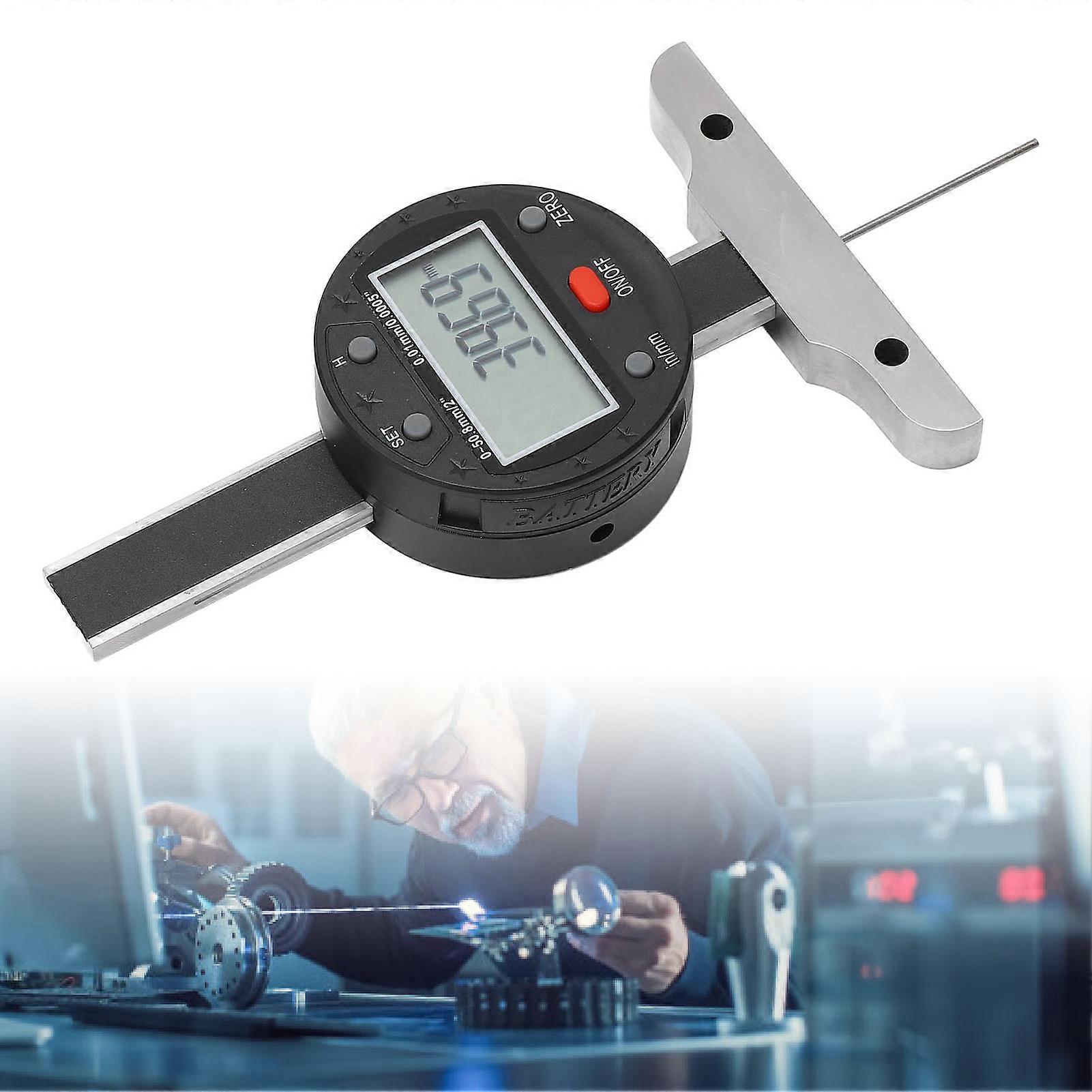 Digital Depth Gauge High Accuracy LCD Display Electronic Depth Indicator Measuring Tool with Data Interface 0-50.8mm 
