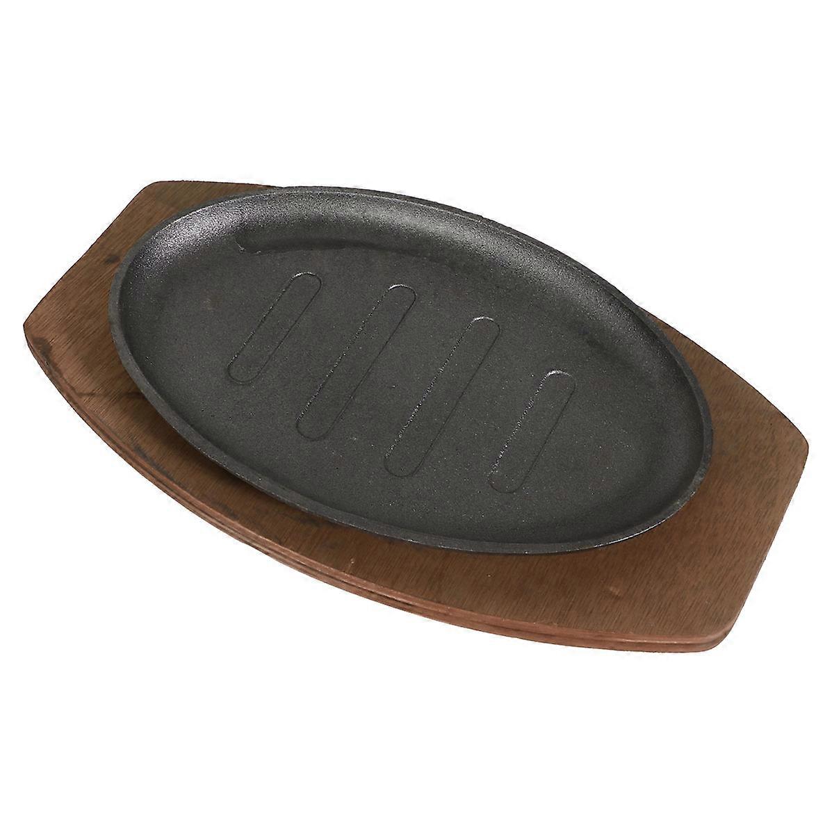 Non Stick Steak Frying Pan Teppanyaki Grill Plate Lightweight Iron Cooking Pan for Home and Outdoor Use Induction Hob Compatible