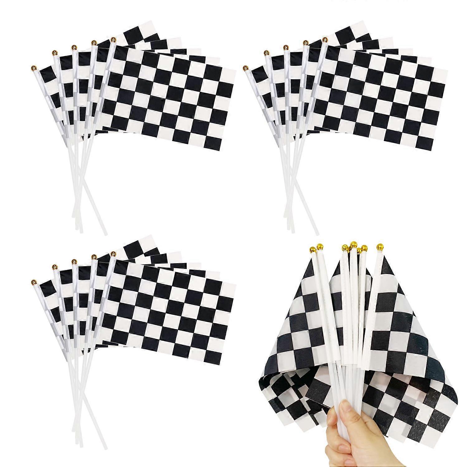 15 Pieces Checked Flags Racer Waving Flags Party Supplies Checkered Flag Decoration Party Scene Arrangement