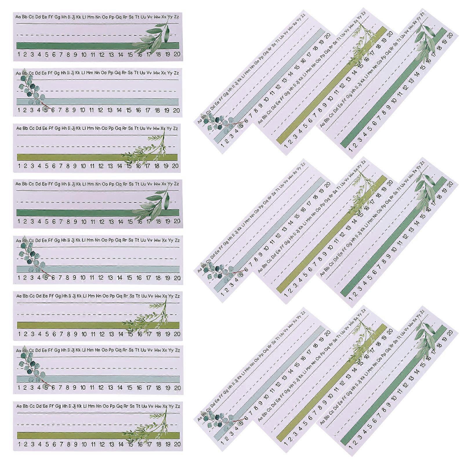60 Pack Reusable Self Adhesive Desk Nameplates with Green Leaf Design for Classroom, School and Office Use – Boho Style Name Tags for Student Desks