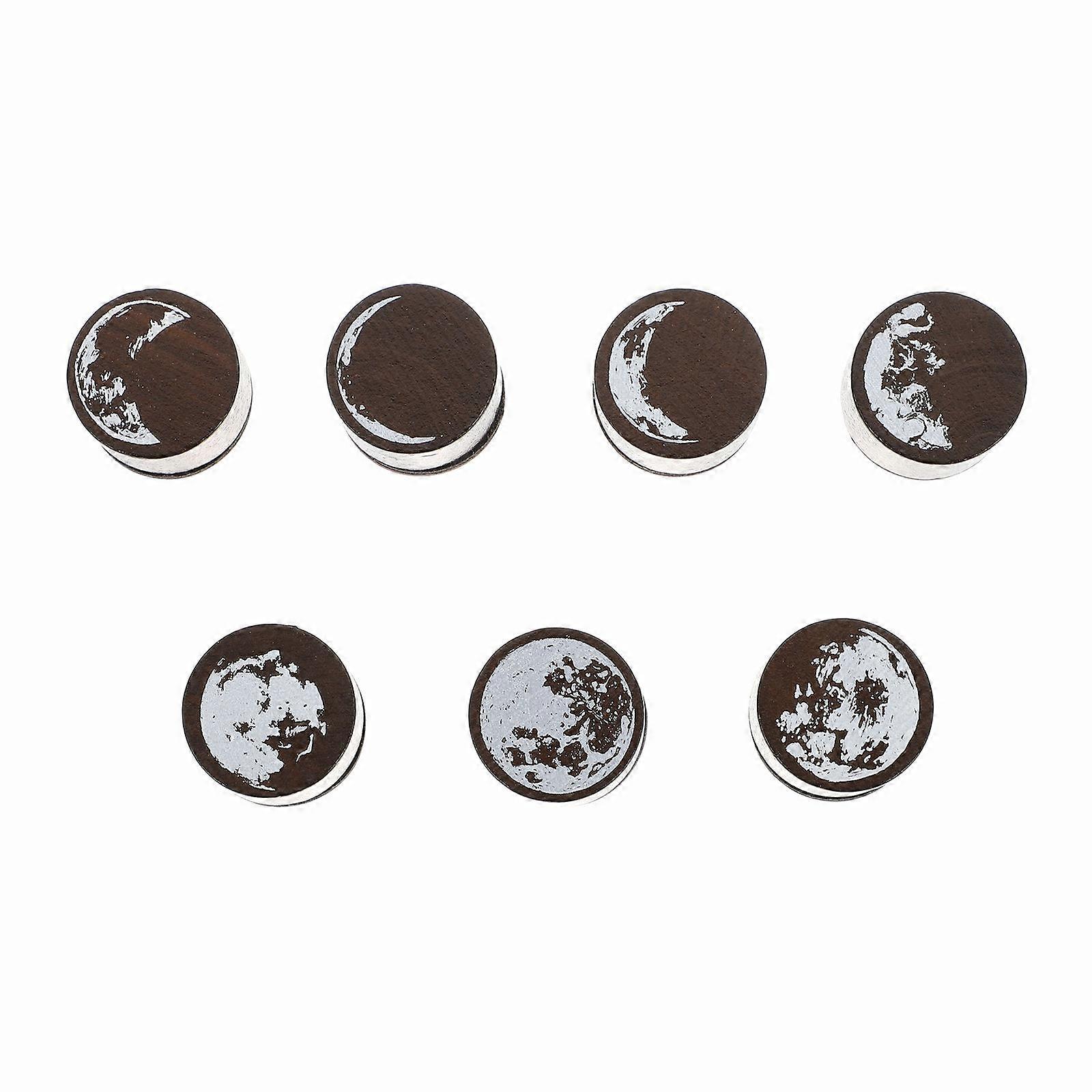 Moon Phase Wooden Stamps Set 7pcs Decorative Seals for Scrapbooking, Journals, Greeting Cards, DIY Crafting Projects