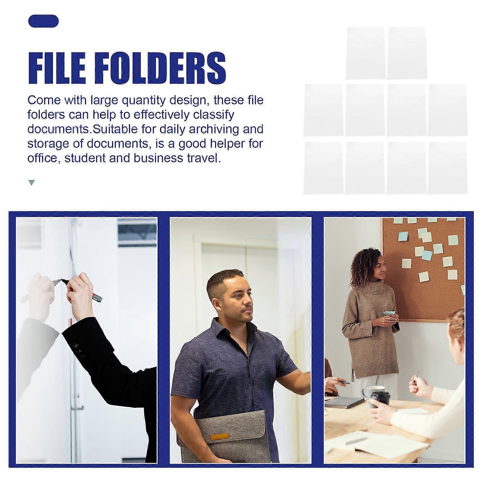 100pcs Plastic File Folders L Shape Document Folders Bags (Transparent)