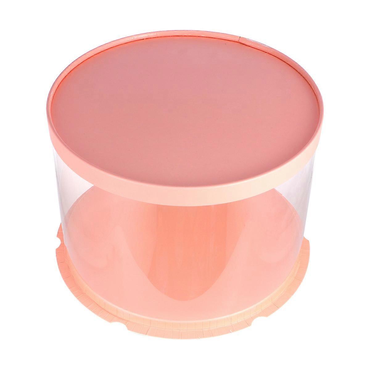 Dessert Box With Lid Plastic Cake Container Versatile Pink 28*28*18cm for Parties 1Set