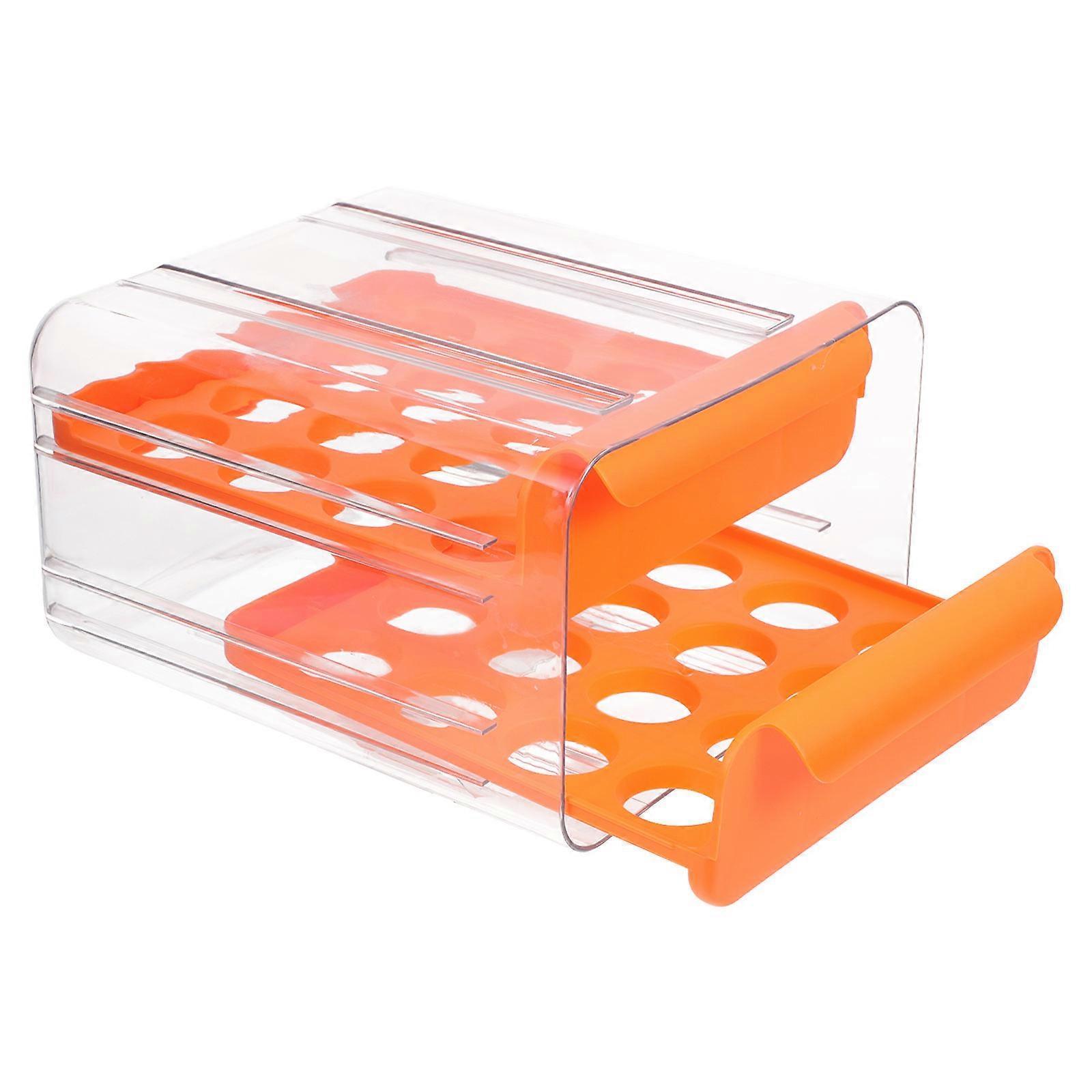 Drawer Type Fridge Box Refrigerator Food Box Orange 24X21.5X14 Storage Fresh-Keeping Double-Drawer Style 1 Pc