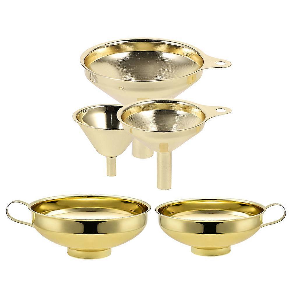 Liquid Funnel Stainless Steel Practical Workmanship Ergonomic Handle Kitchen Tasks 5-Pcs