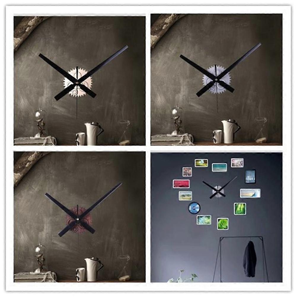Office Clock Industrial Style Big Pointer Wall Clock 30x23cm Wood Black 1Pcs