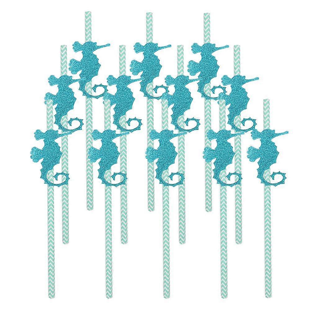 Party Straws 12Pcs Sky-Blue Unique Design Paper Drinking Straws for Drinking Use