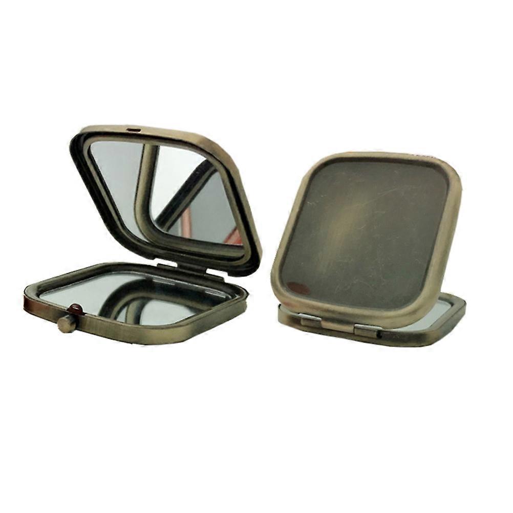 Compact Mirror For Purse Square Metal Folding Makeup Use 2Pack Dark Brown