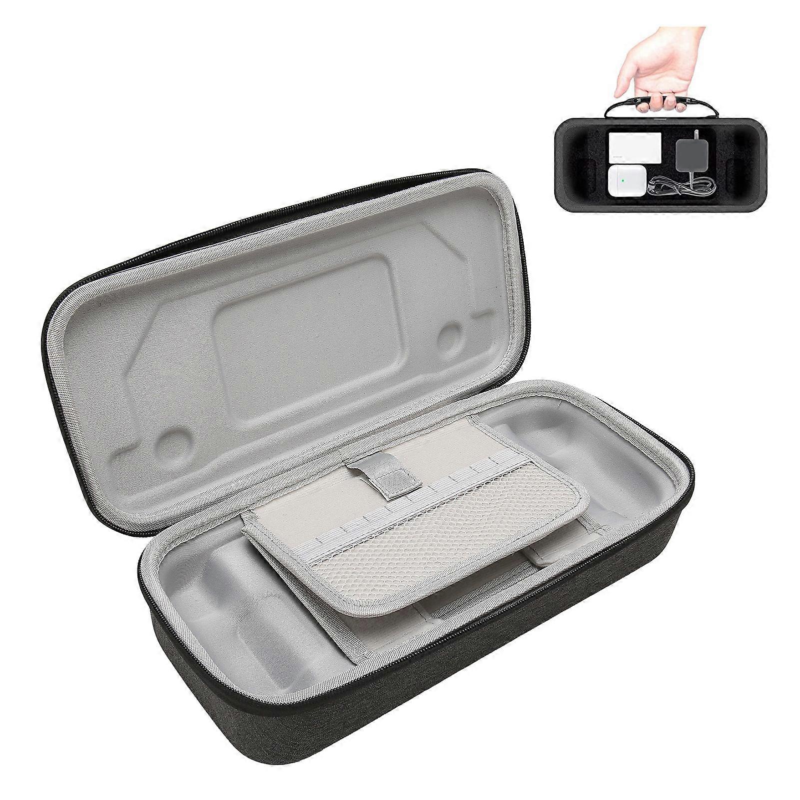 Handheld Console Carry Case Hard Shell Built in Storage Card Slot Stand Protective Travel Bag with Handle for Steam Deck Dark Gray