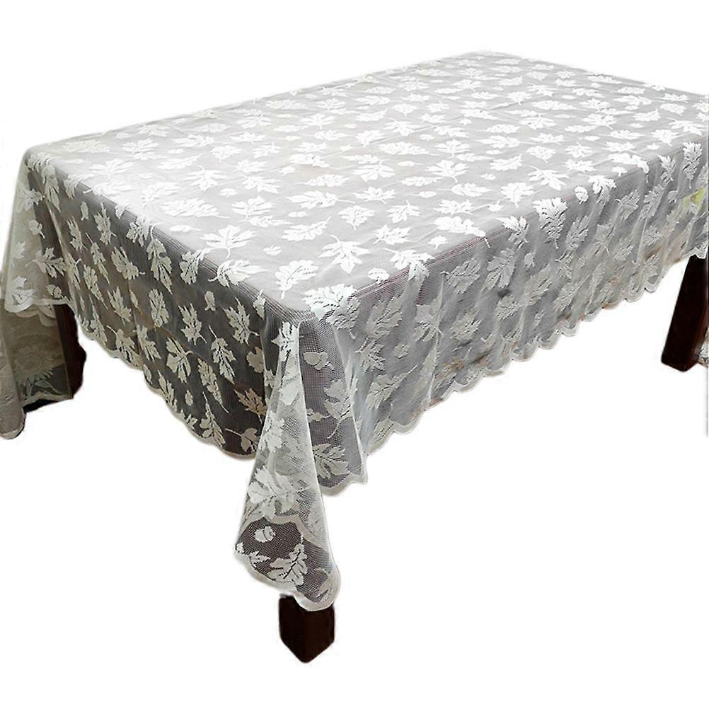 Maple Leaf Tablecloth Lace Table Runner Lace Table Cover Rectangular Table Decor (White)