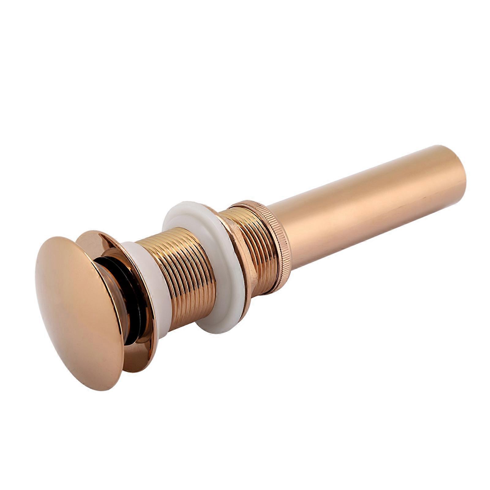Bonde escamotable pour lavabo de salle de bain en laiton G1 1/4" sans trop-plein (or rose)