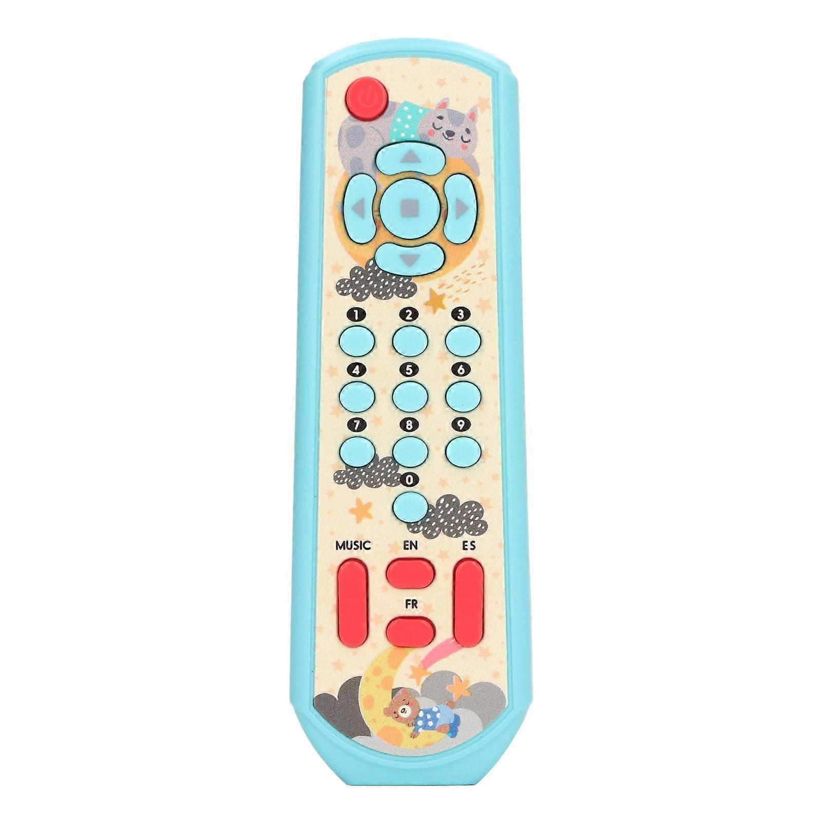 Baby TV Remote Control Toy, Pretend Play with Sound and Light for Early Learning, Blue