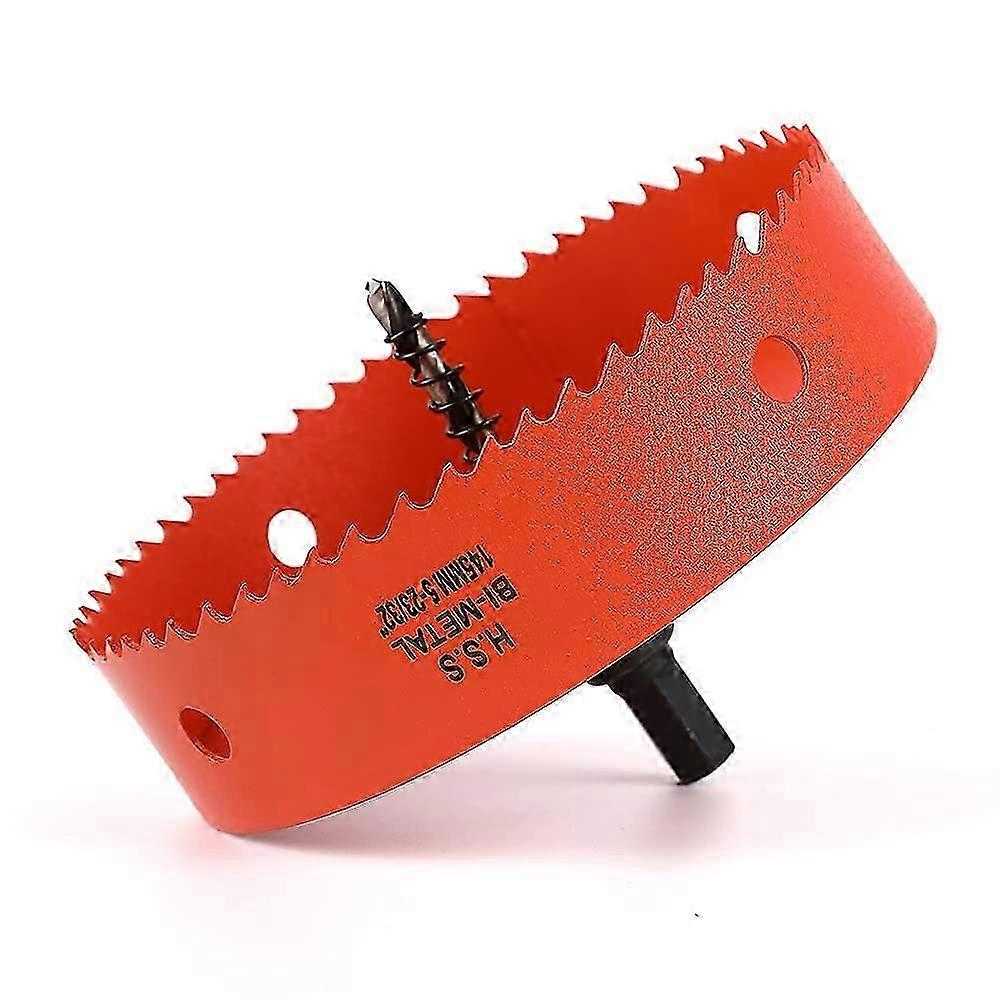 5-45/64'(145mm) Bi-Metal Hole Saw, HSS High Speed Steel Hole Saw, with 1 Shank and 1 Drill, for Drywall Materials, Wood, Plastics and Metals