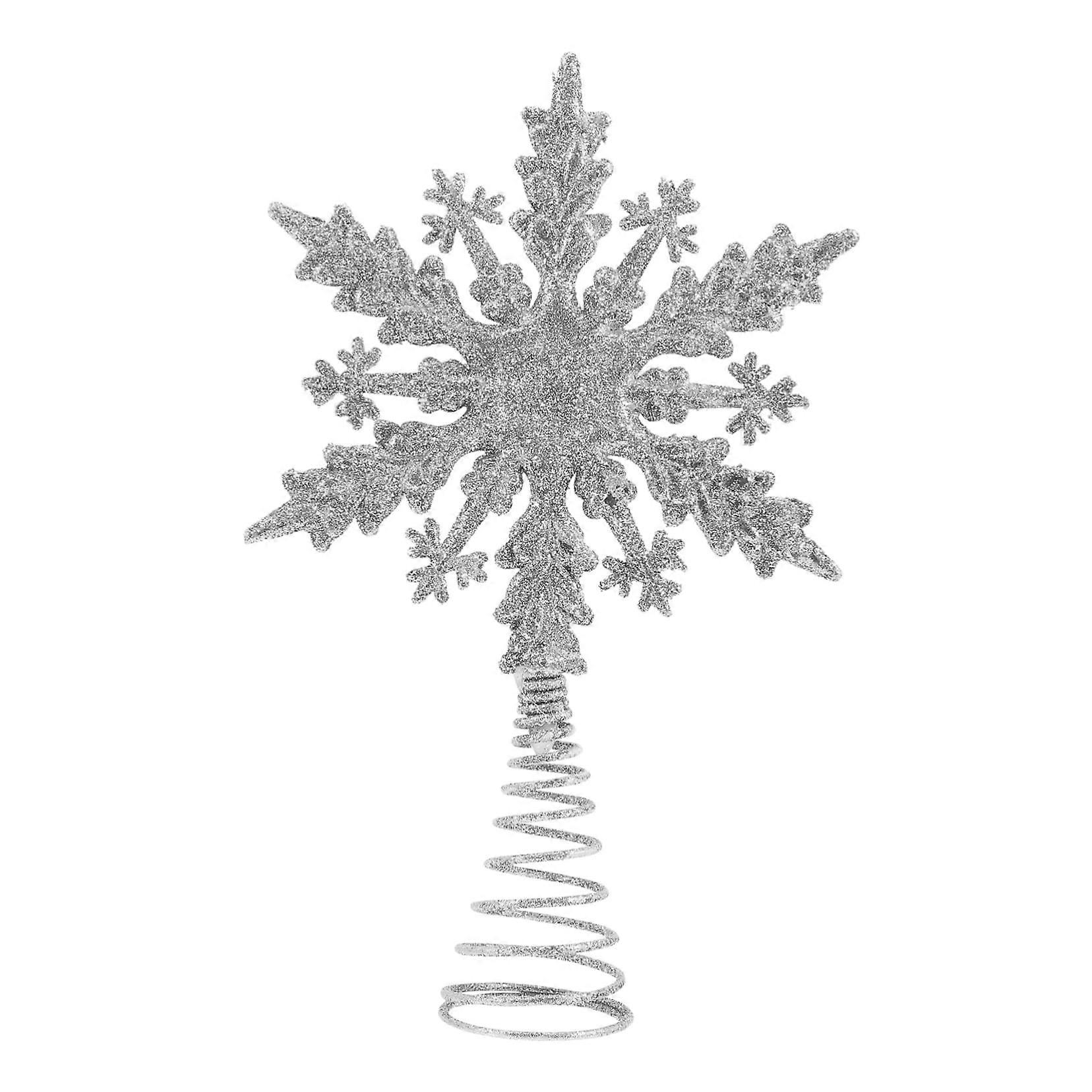 Christbaumspitze Stern Silver Tree Top Star With Snowflake Motif Elegant Plastic Ornament For Festive Holidays
