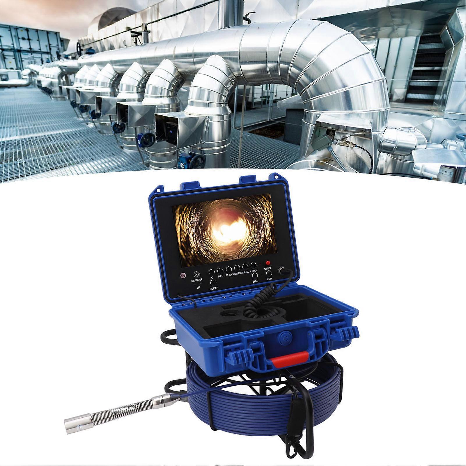 F9588JMBLC23 100ft/30m Sewer Camera 1080P Pipe Inspection Camera with 16G Memory Card Meter Counter EU Plug 100‑240V 