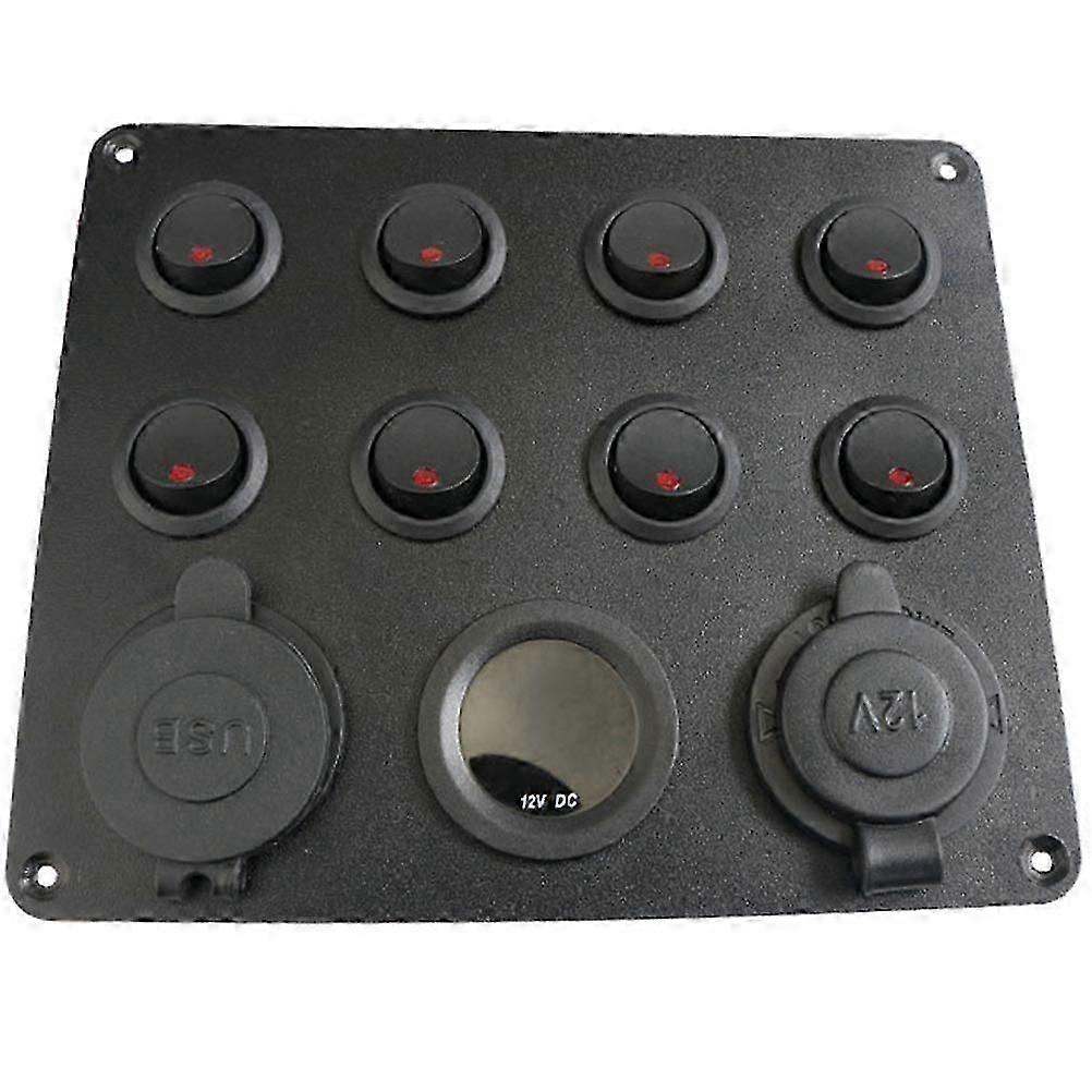 8 Gang USB Switch Toggle Voltmeter Panel Truck Voltmeter Switch Panel Marine Usb Socket Charger Car Toggle Gang Switch