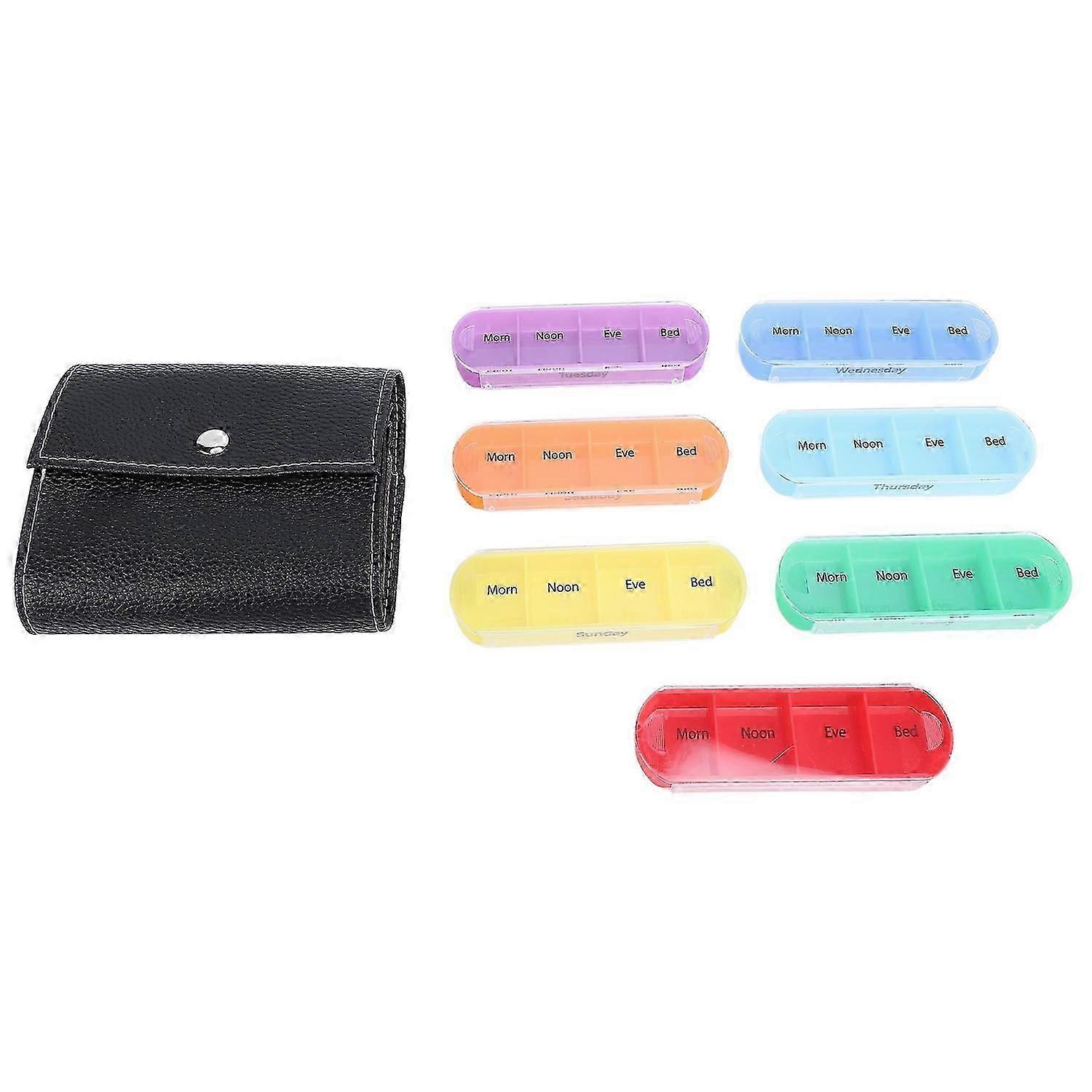 Weekly Medication Organizer Colorful 4 Times A Day Portable 7 Day Medicine Box