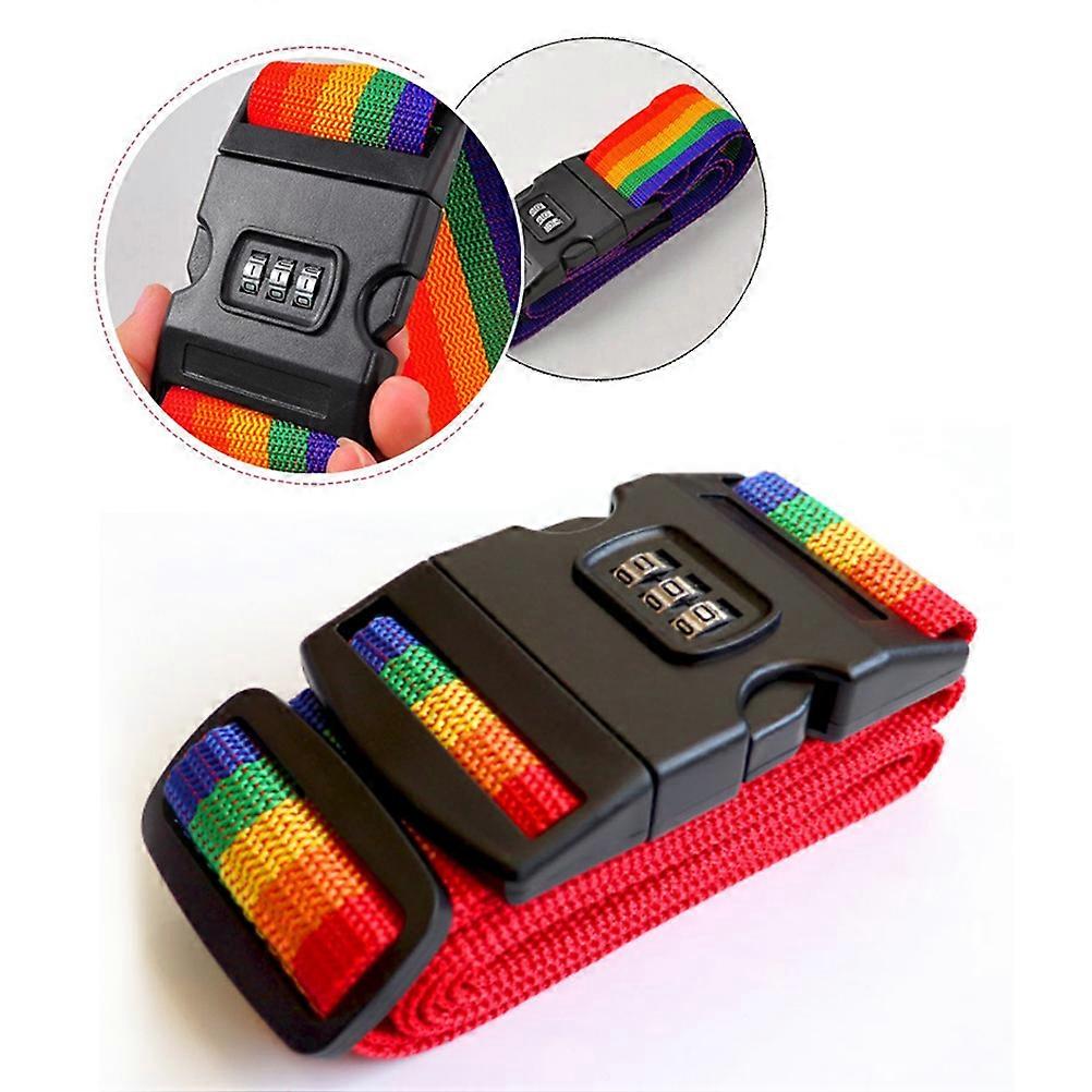 Lock Luggage Strap Heavy Duty Utility Strap for Backpacking Sleeping Bag Compression with 3 Lock Buckle Multi-Colored 2Pcs