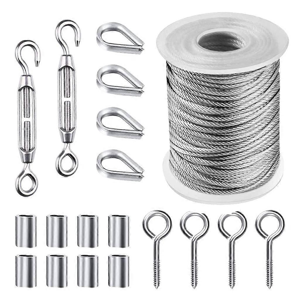 Wire rope cable hook cord for hanging 304 stainless steel with turnbuckle wire clothesline wire tensioner for garden