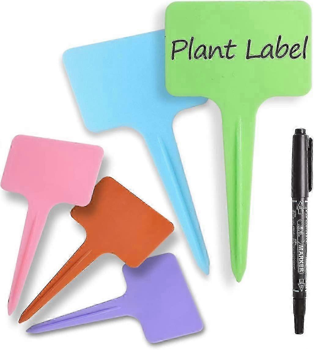 100 Reusable Plastic Plant Tags with Markers, Garden Labels 2.35 X 3.95 Inch (approx. 6 X 10 Cm)