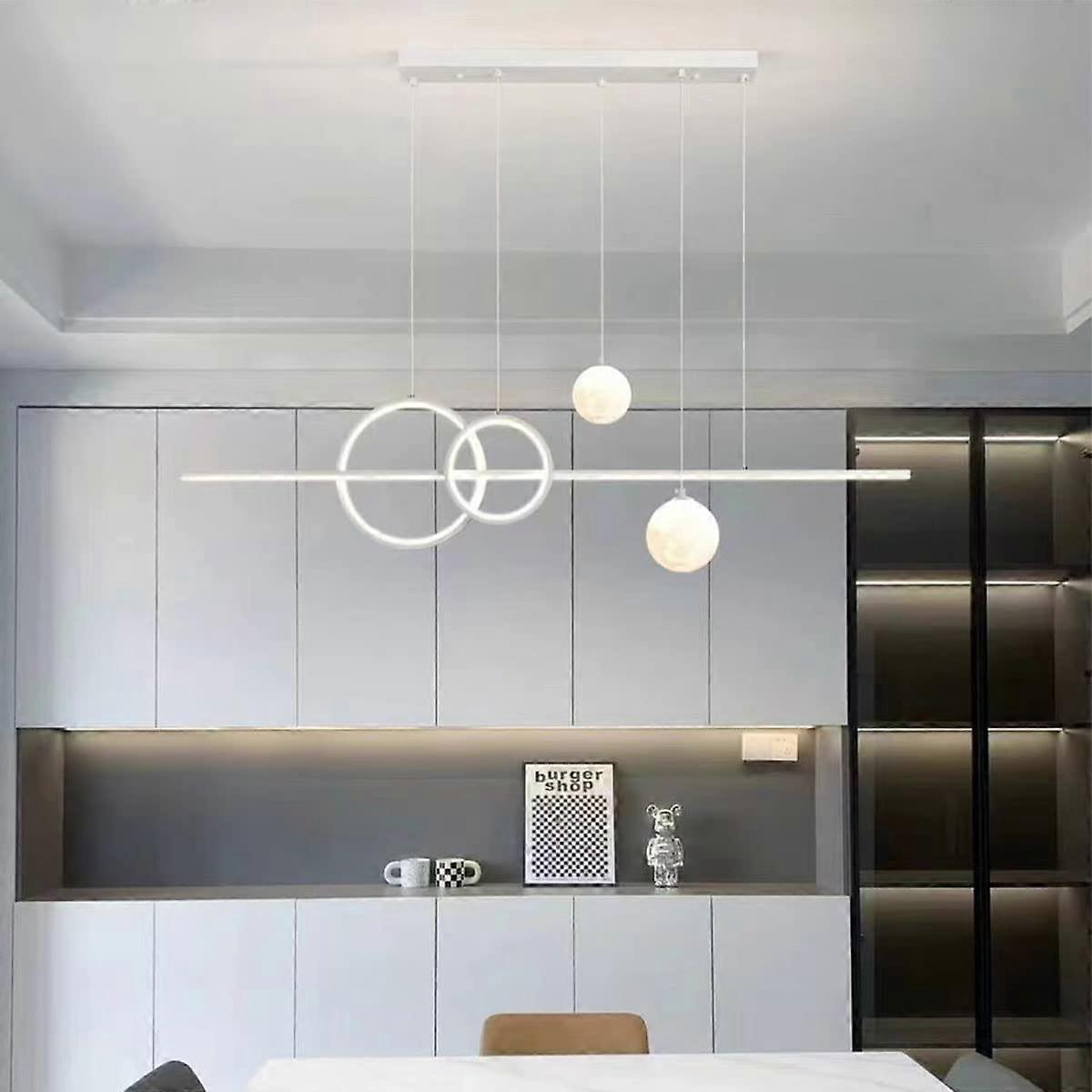 LED Pendant Light Modern Dimmable 36W Adjustable Chandelier for Dining Room (White)