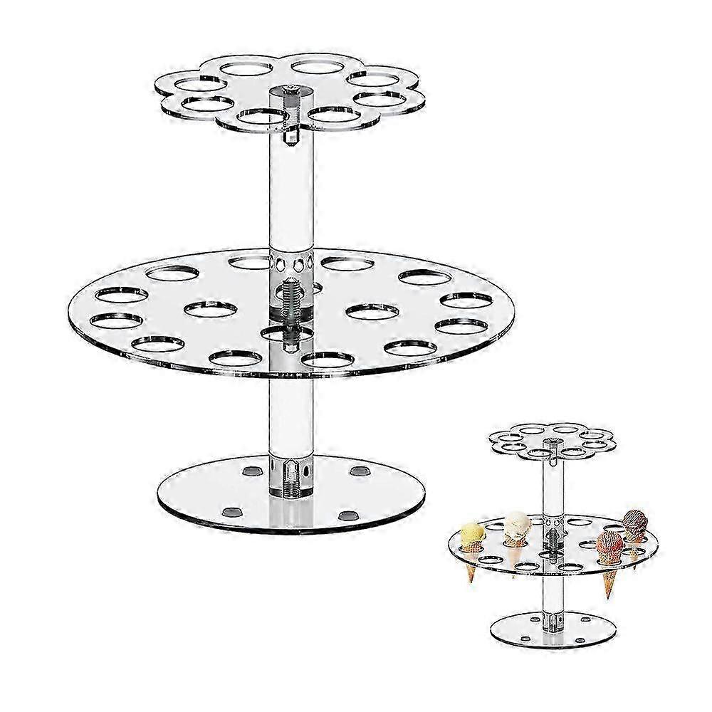 Popcorn Cone Rack Ice Cream Stand for Beverage Shop Cake Tools Safe 16-24 Holes Kitchen Utensils Acrylic Support Frame