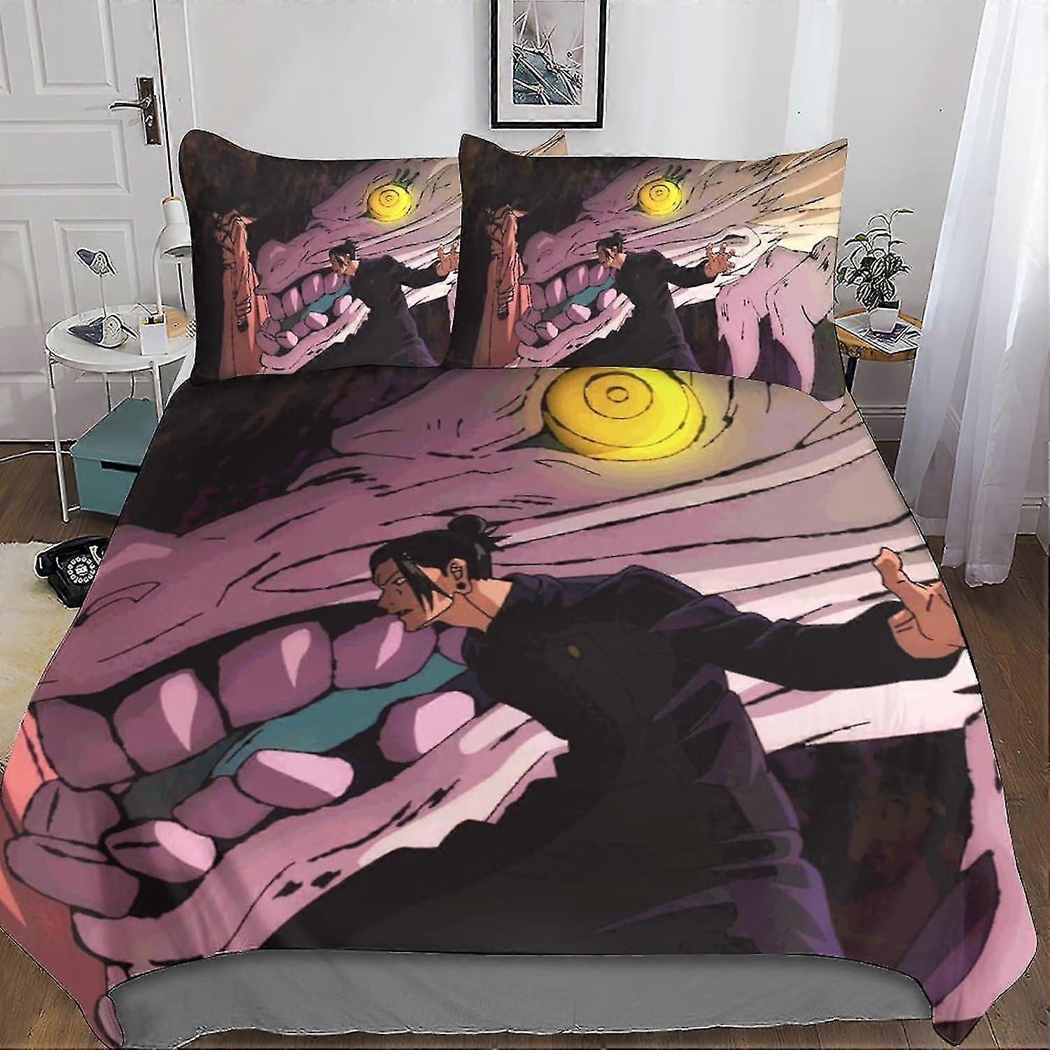 Conjunto de capa 3D para crianças meninos adolescentes capa de edredom, conjunto de cama de 3 peças capa de edredão de anime, capa de edredom com fronhas microfibra macia