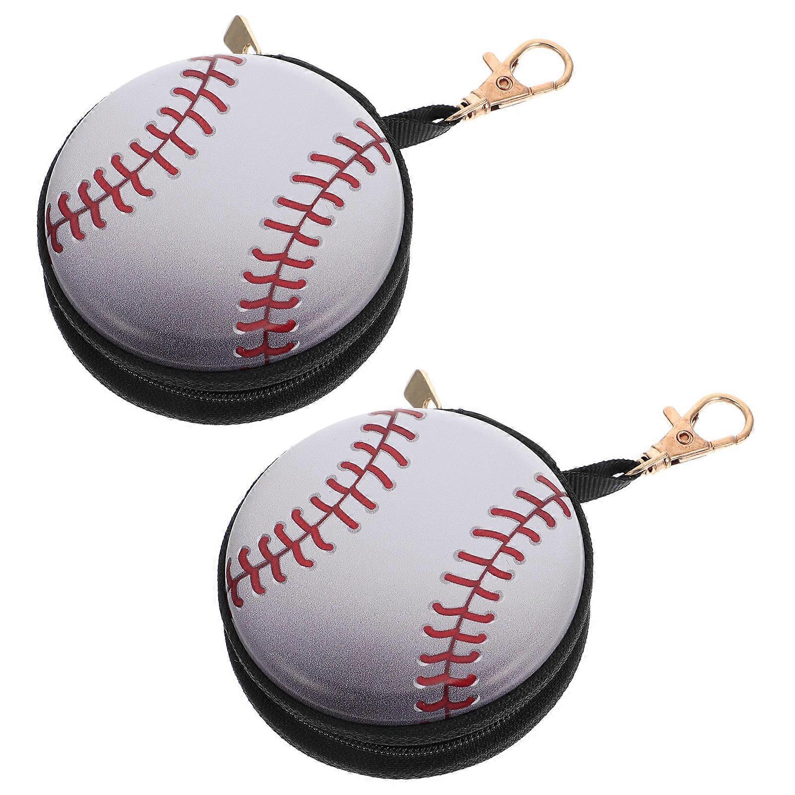 2pcs Tinplate Ball Design Coin Purse Key Case Earphone Storage Box Mini Wallet