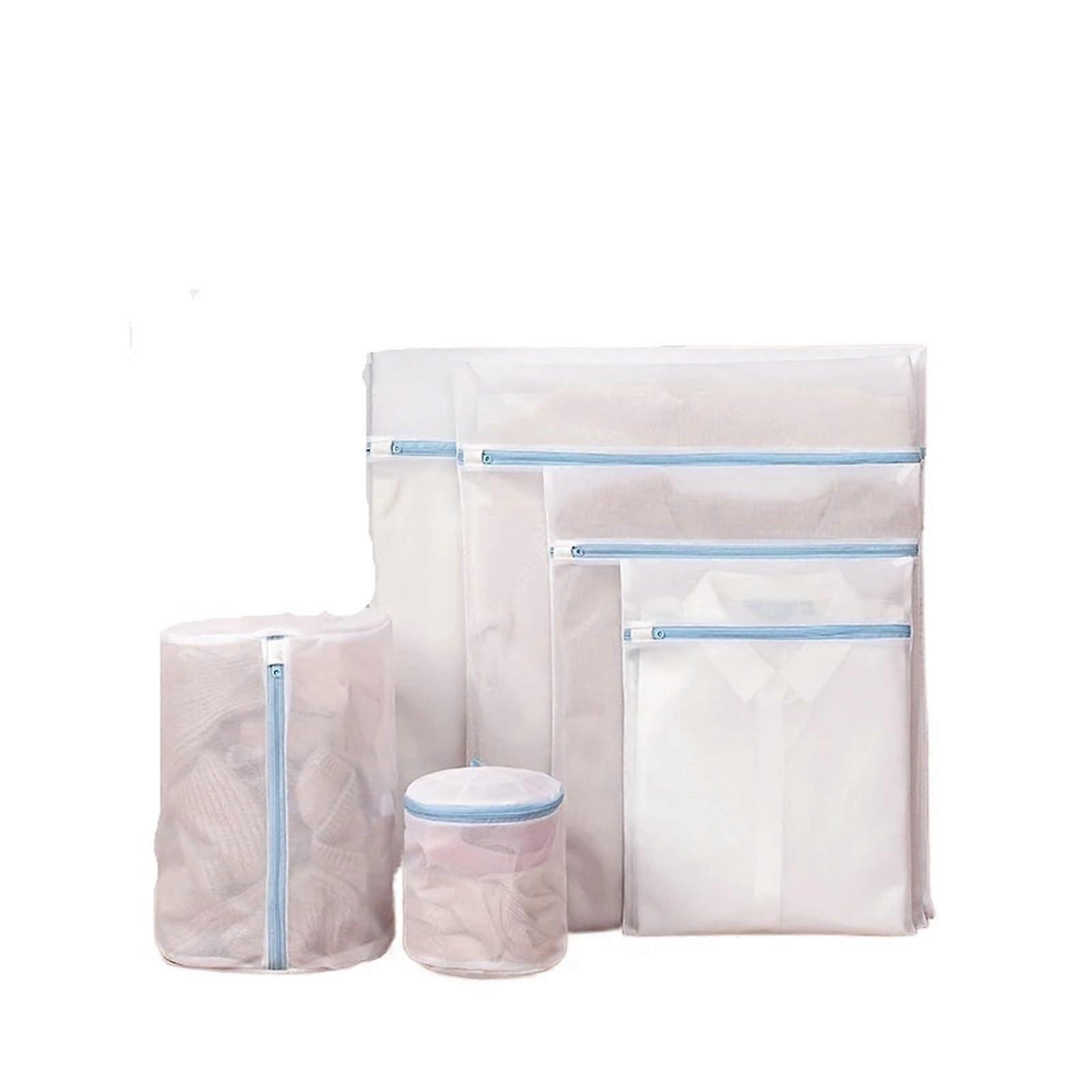Washing net for washing machine, blue laundry bag with zipper, fine mesh, 22x33cm.