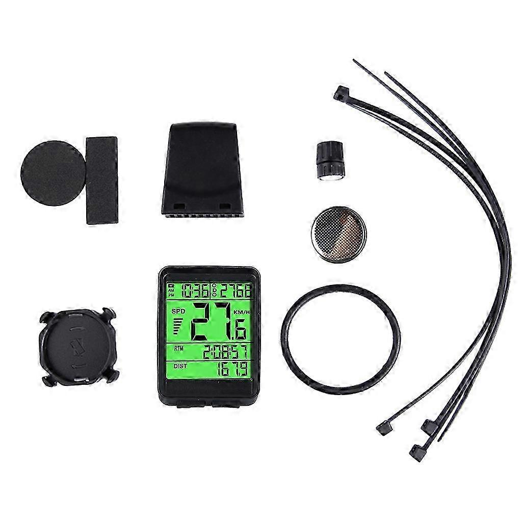 Wireless Bikes Computer with LCD Backlights Cycling Computer Easily InstallationGreen light SZRH A-X