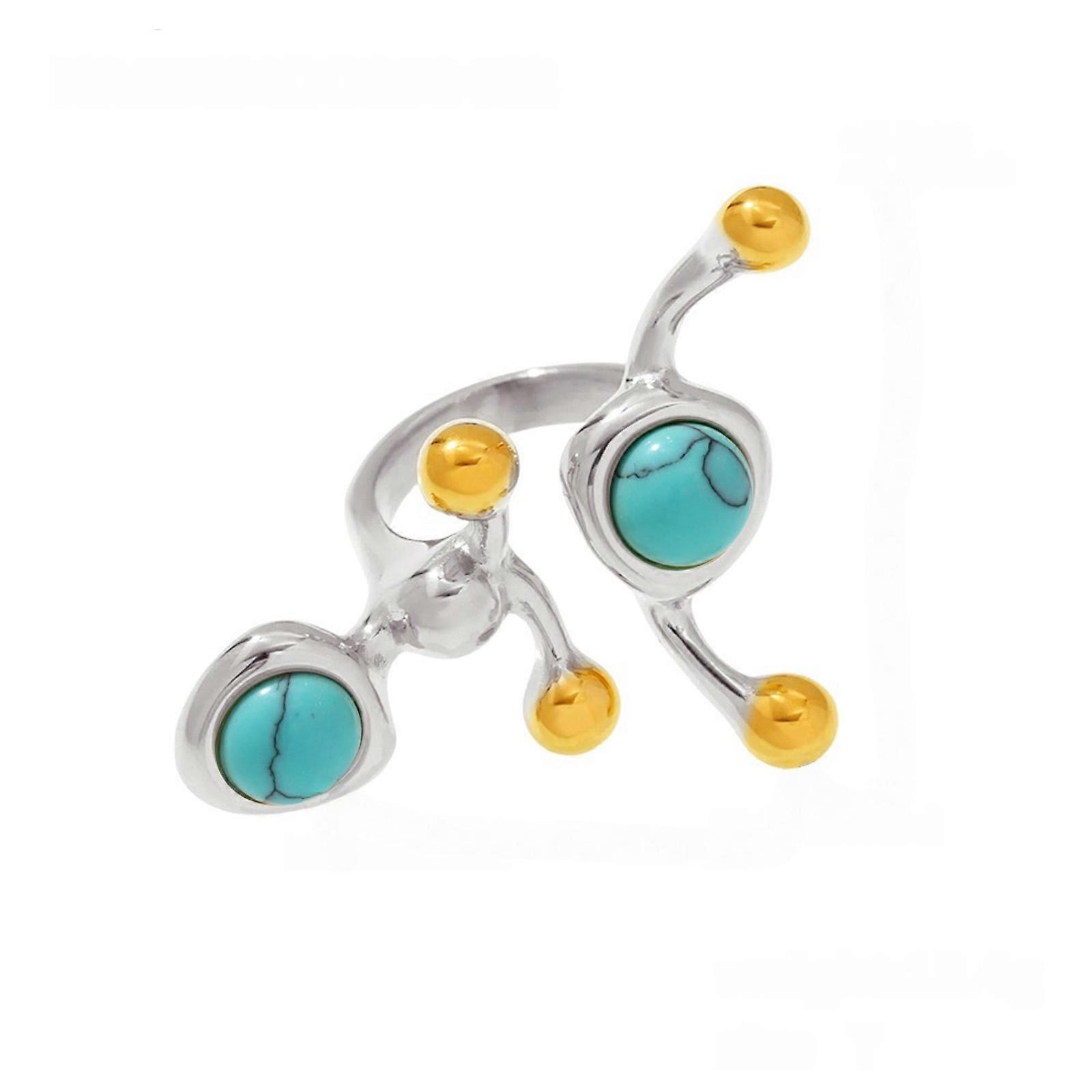 Modern C Shape Natural Mineral Ring Sturdy Stainless Alloy Construction 8 Distinct Styles Slim Profile Size 7 Multicolor