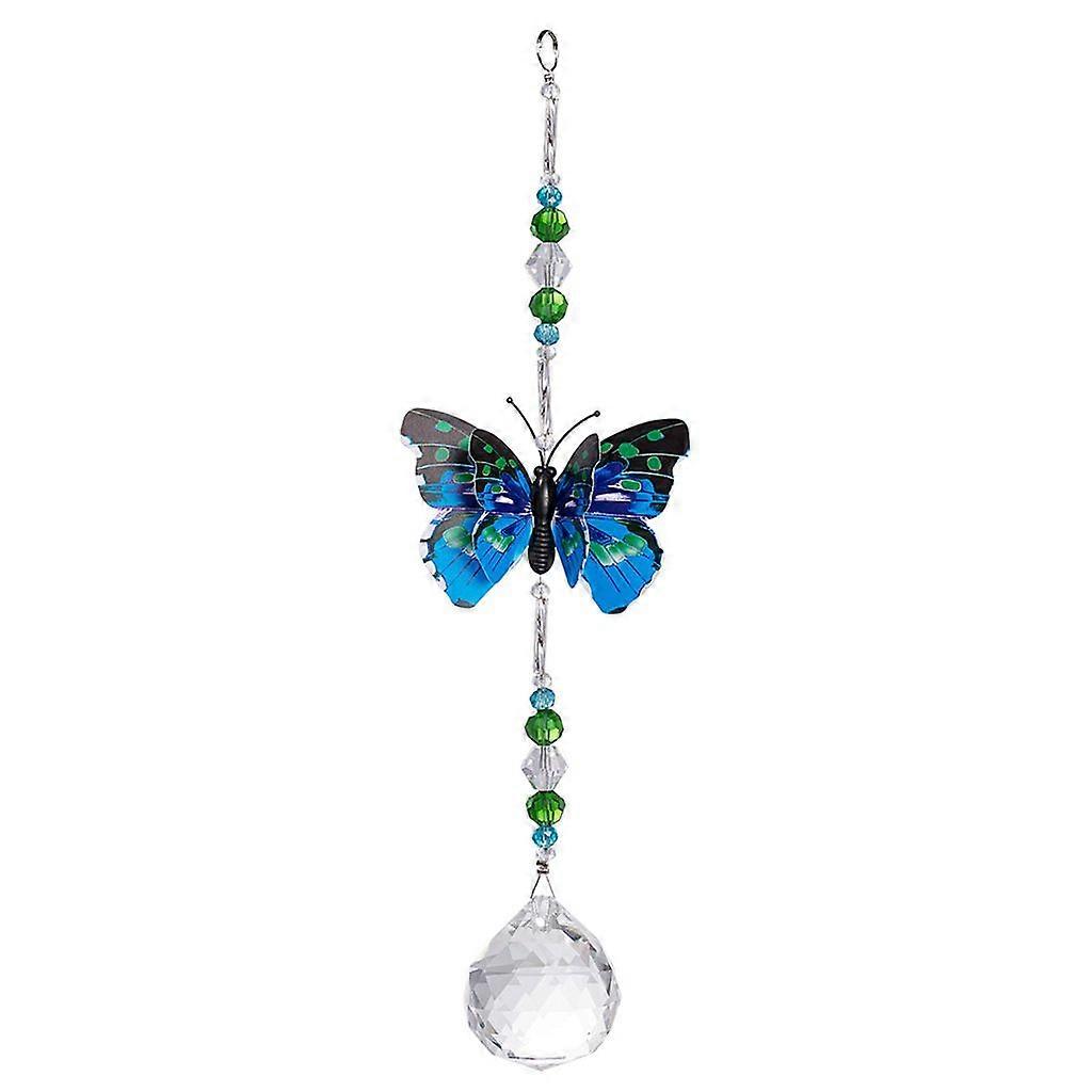 Window Decoration Light Catching Prism Butterfly Hanging Crystal Pendant Decoration - Blue
