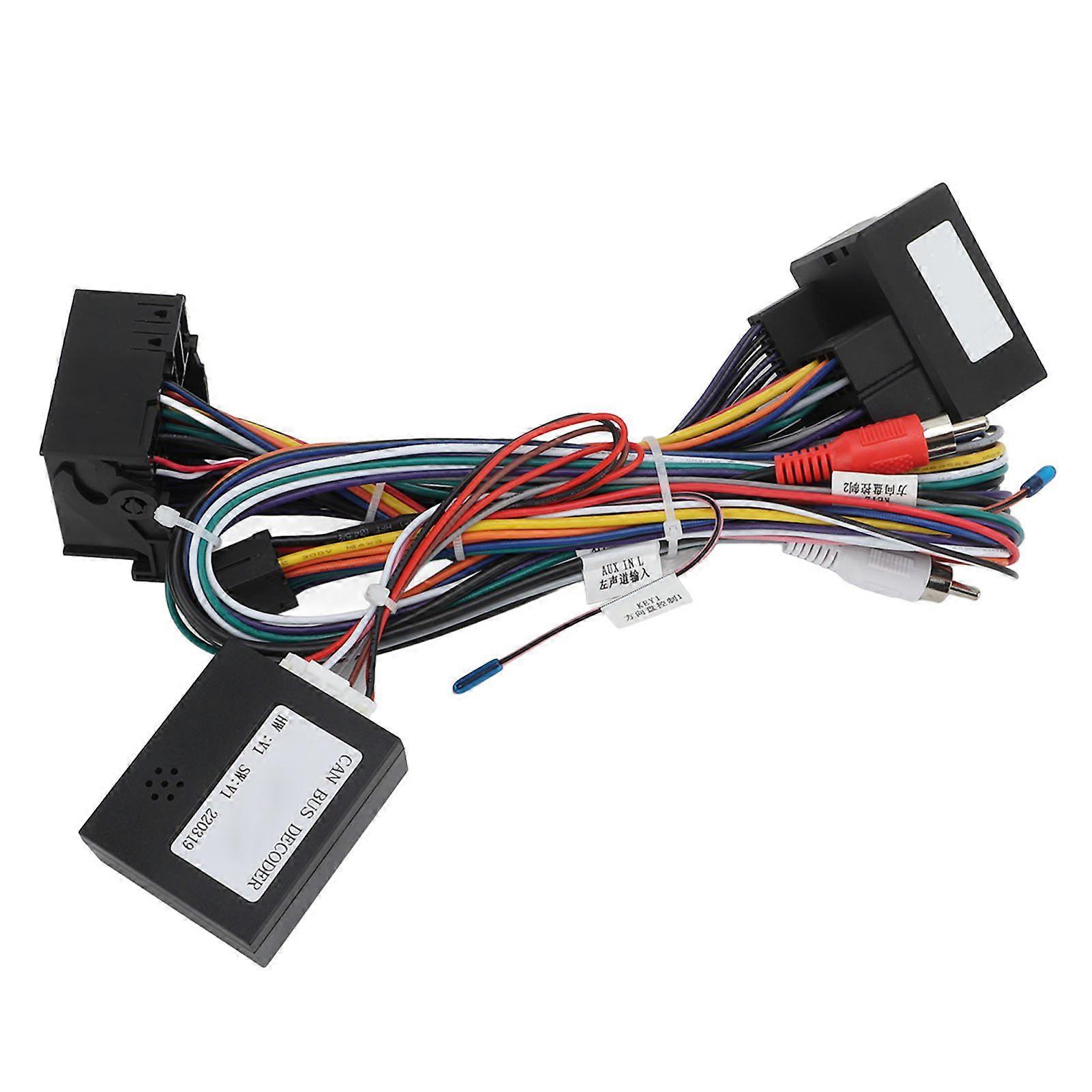 16 Pin Car Stereo Wire Harness with Canbus Decoder for Android Replacement for E39 E46 E53 E83