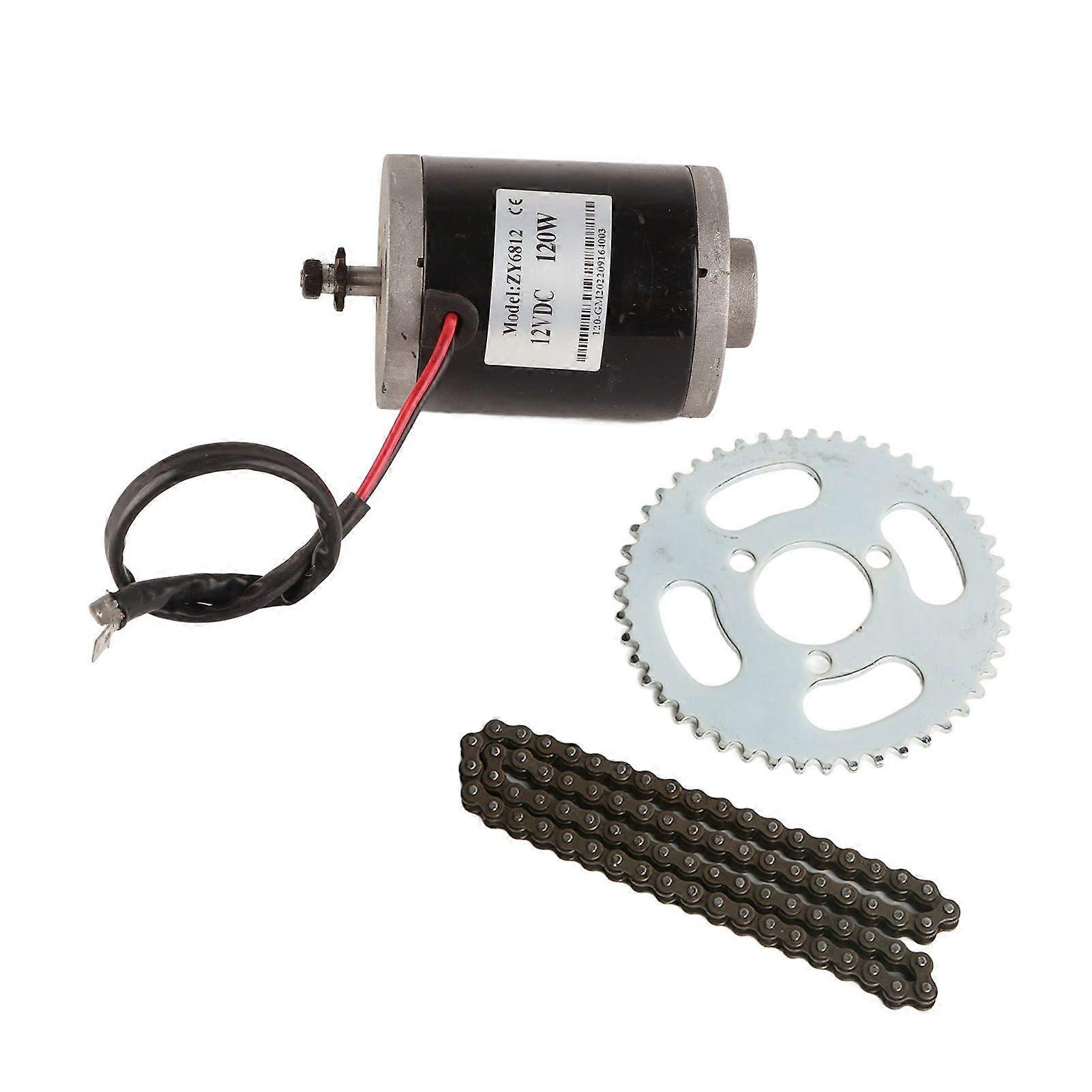 12V 120W High Speed Electric DC Brushed Motor Kit with 25H76 Chain and 25H 3 Hole 47 Teeth Crankset for DIY Electric Bikes YMQX)