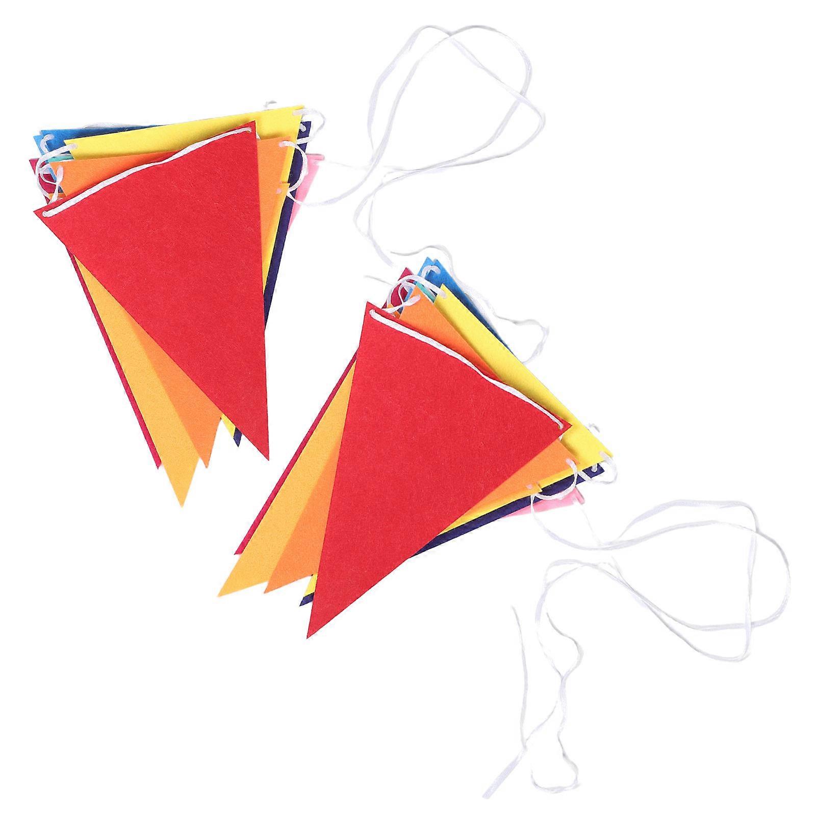 Play Room Decor Colorful Felt Pennant Flags Birthday Parties Indoor Decor Felt Fabric 2Pack