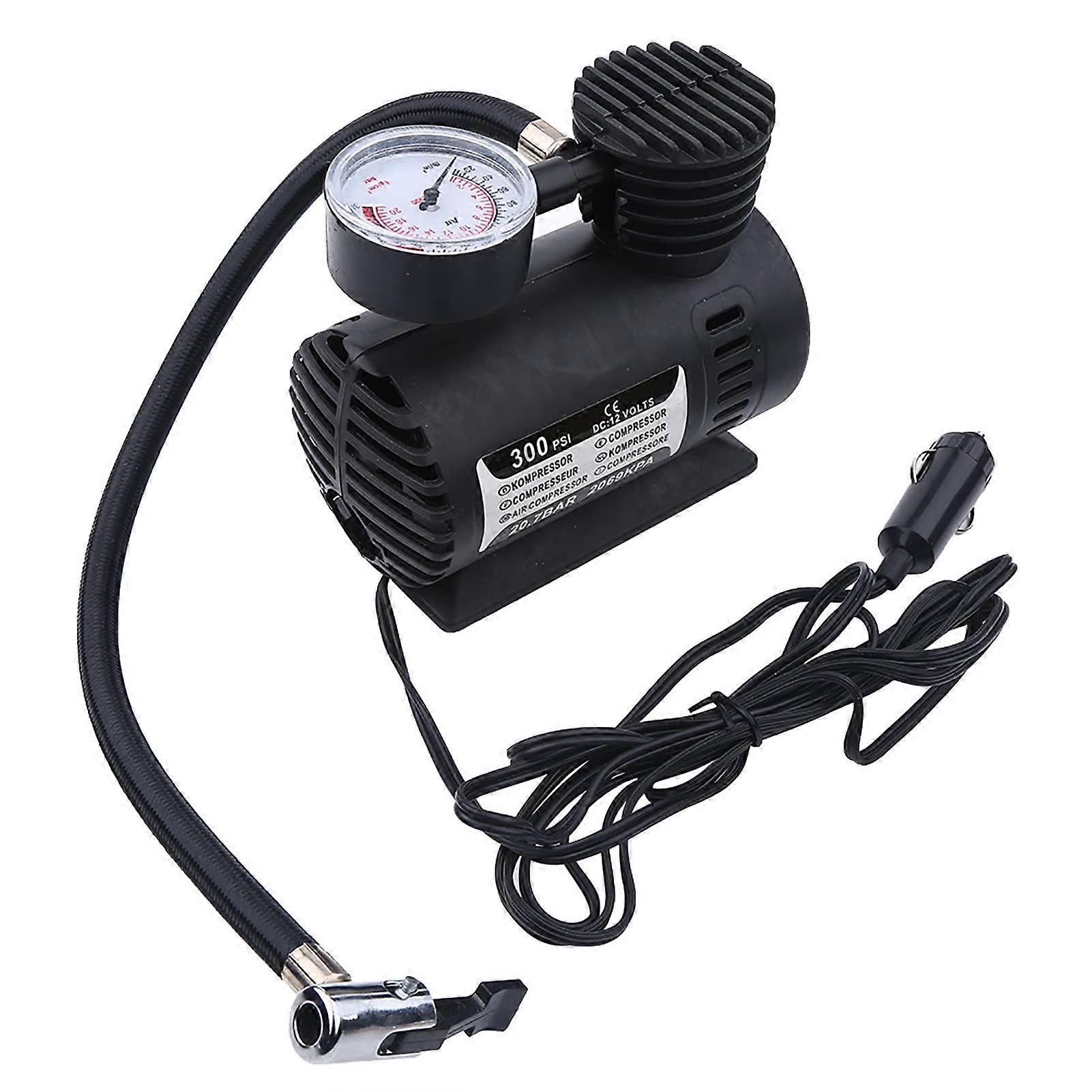 Tyre Inflator 300 PSI 12V Portable Electric Air Compressor for Car Bicycle Tires and Air Mattresses with Adapter