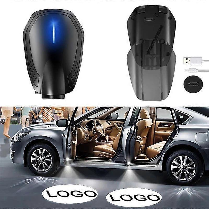 Car Door USB Charging LED Wireless Welcome Light Laser Projector Logo Automatic Induction Light Universal Door Decorative Light Motor Vehicle Lighting