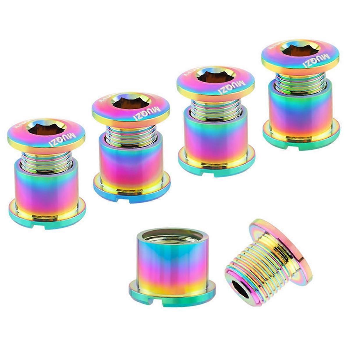 5Pcs Colorful Chainring Bolts Set Single/Double Chainring Screws for Road and Mountain Bikes 8.5mm