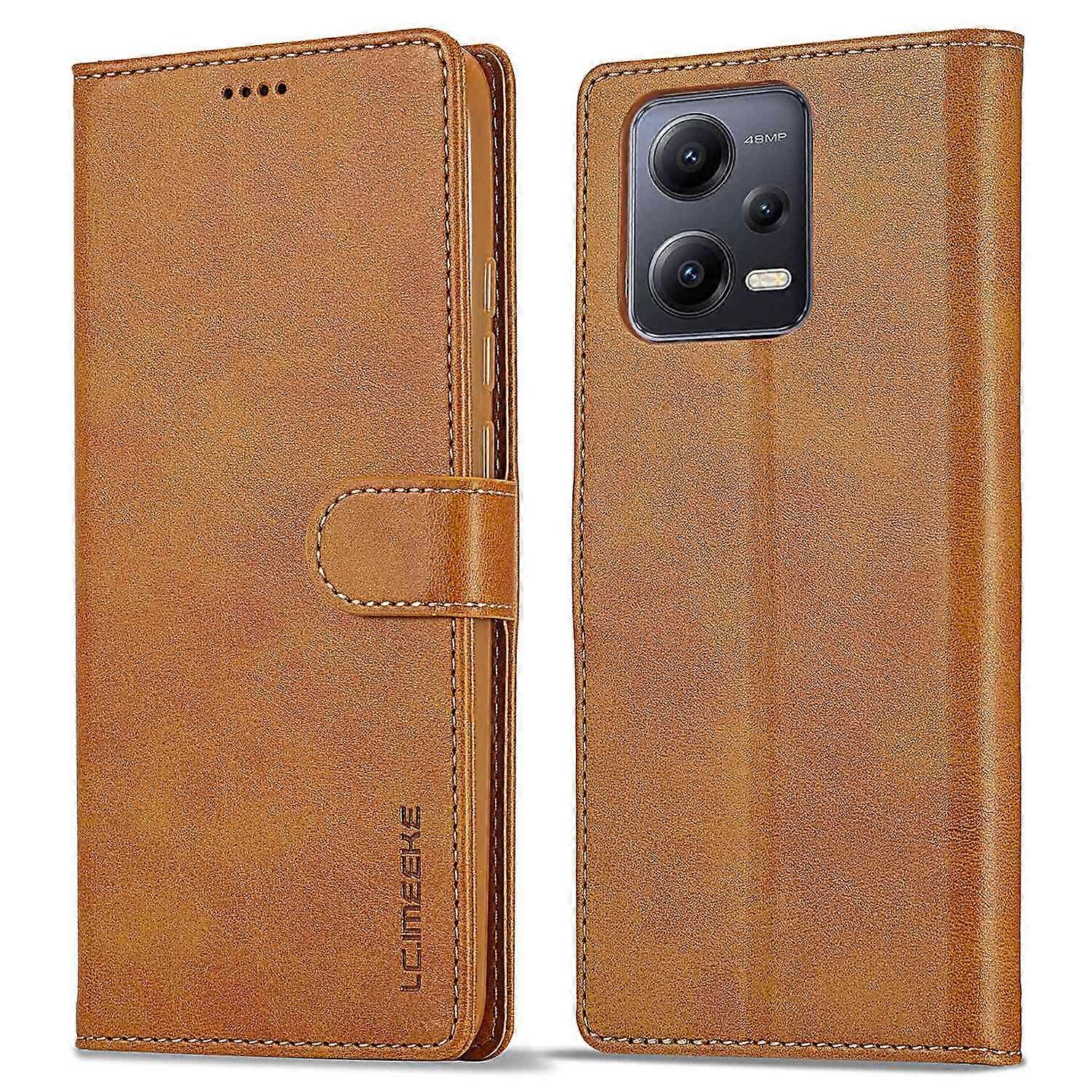 LC.IMEEKE For Xiaomi Redmi Note 12 Pro 5G Protective Phone Case Calf Texture Wallet Stand Leather A