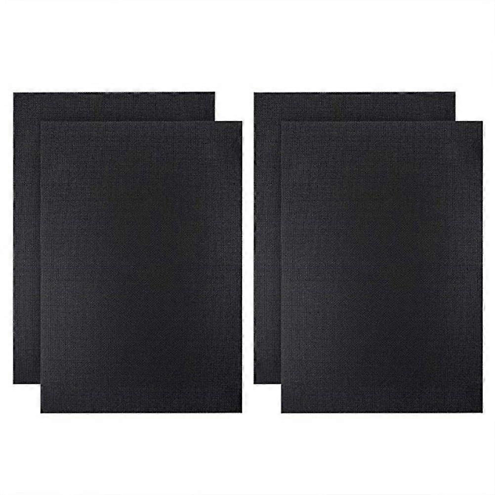4pcs Tissu De Couture Brodé De Tissu D’aiguille Fait À La Main Au Point De Croix Pour Une Utilisation De Bricolage Noir (Noir