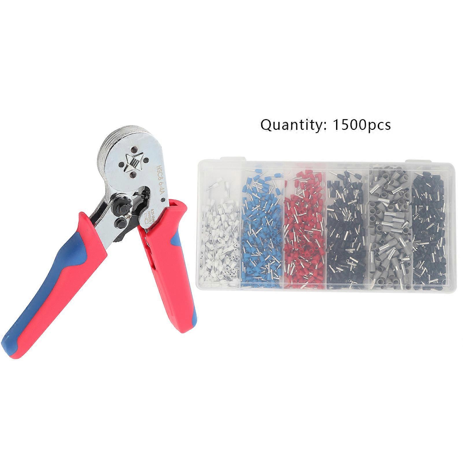1500pcs E Tube Type Pre insulated Cable Wire Crimp Terminals with Crimping Pliers