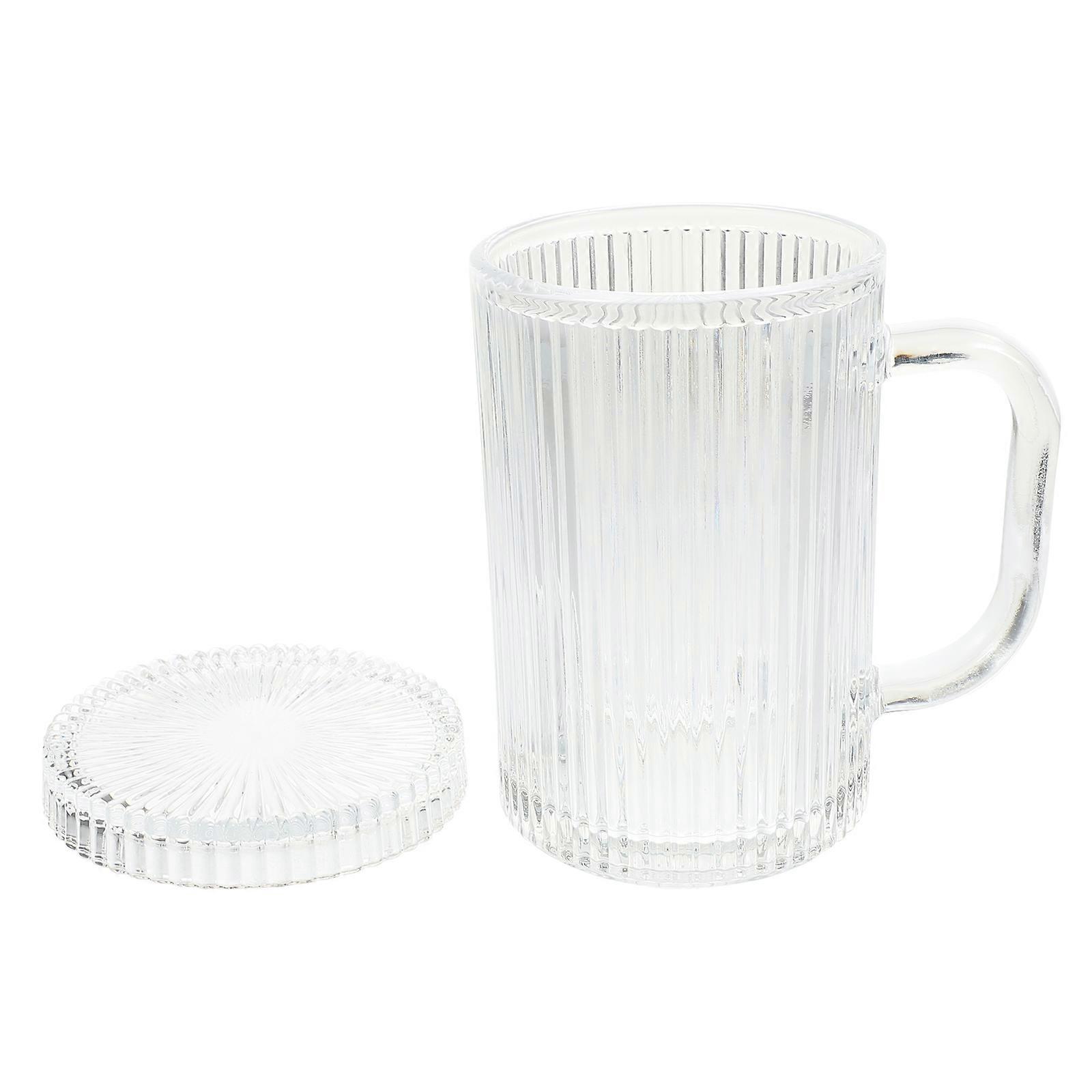 Glass Beer Mug with Lid   Portable Coffee Cup for Home Use   Transparent Drinking Cup with Elegant Design, Easy to Clean
