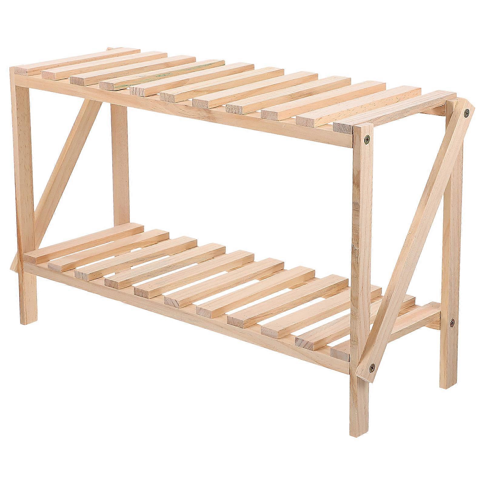 Natural Wood Multi Tier Plant Stand for Indoor Outdoor Balcony Garden Display – Decorative Flowerpot Rack for Home and Office