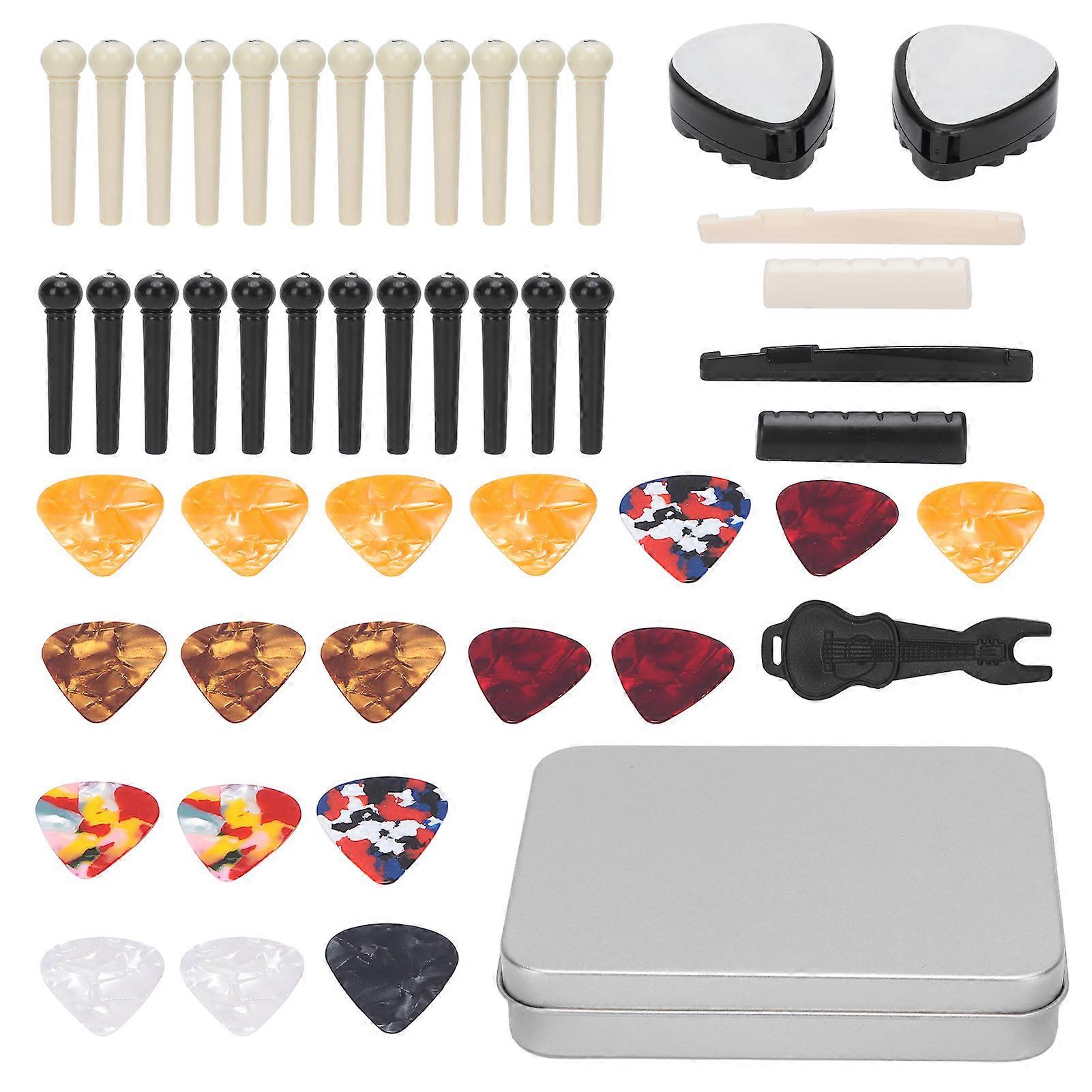 ギターアクセサリーセットブリッジピンセルロイドピックナットサドルネイルリムーバーパーツ交換