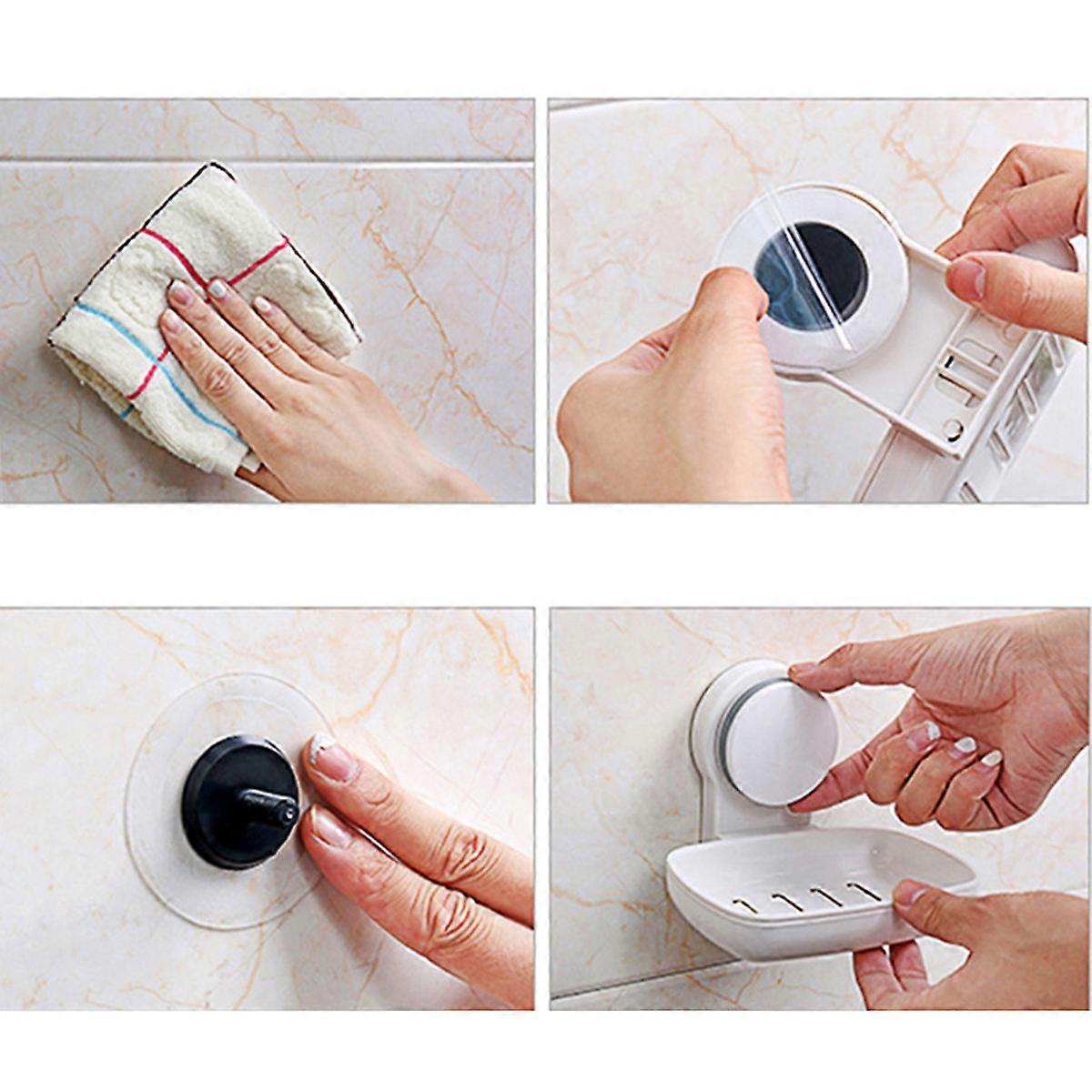 White Plastic Soap Holder with Removable Drain Tray for Holding Soap on Wall 4087568