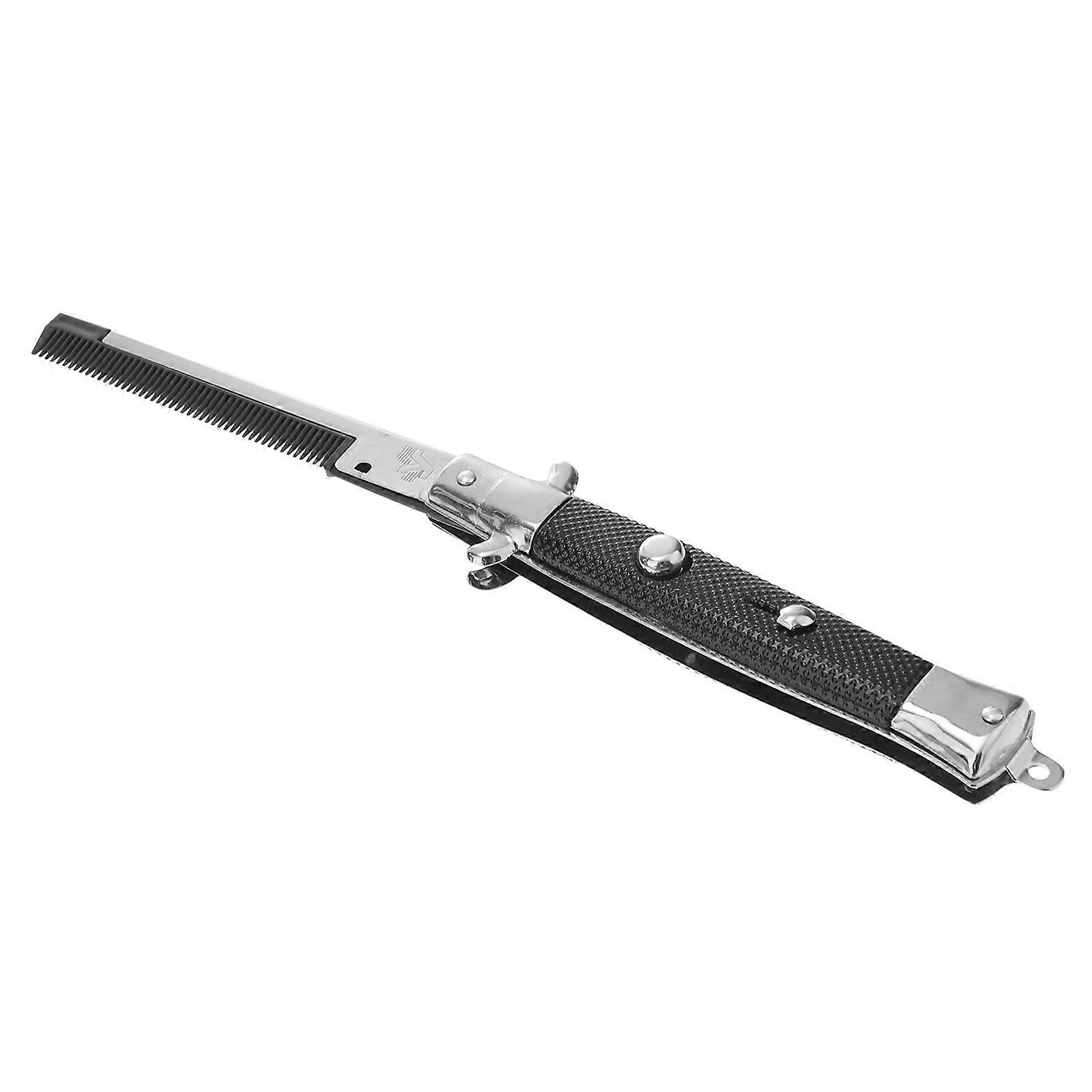 Men Foldable Spring Comb Stainless Steel ABS Rectangular Design Travel .1×0.9×0.5in 1Pack