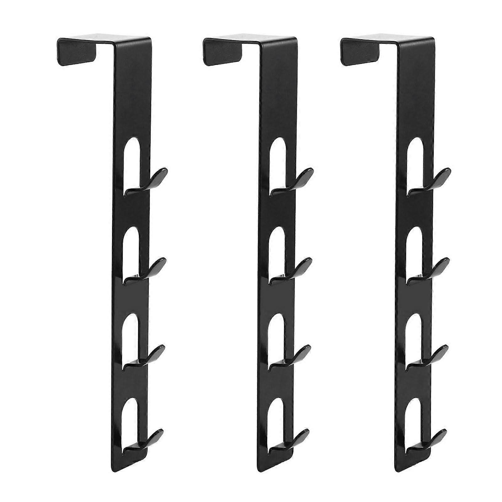 Door Hooks, Black, Pack of 3, Long Coat Hooks for Hats, Jackets, Bags