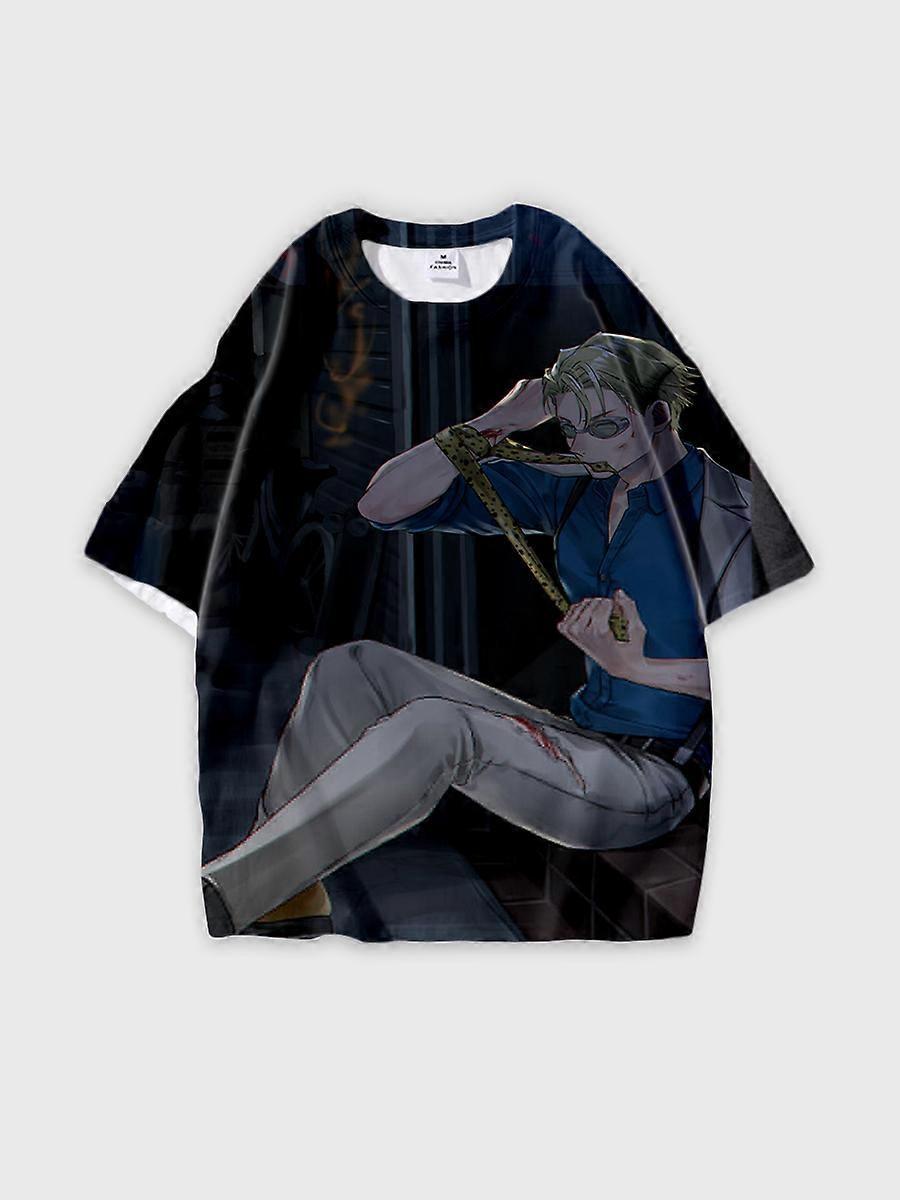 T-shirt round neck Character Pattern loose short sleeve P2916